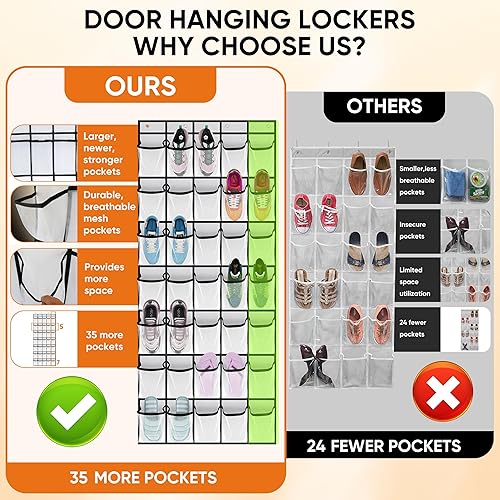 Miniatura 5 de Organizador de zapatos para colgar sobre la puerta, organizador de 35 zapatos para colgar sobre la puerta, organizador de almacenamiento para detrás