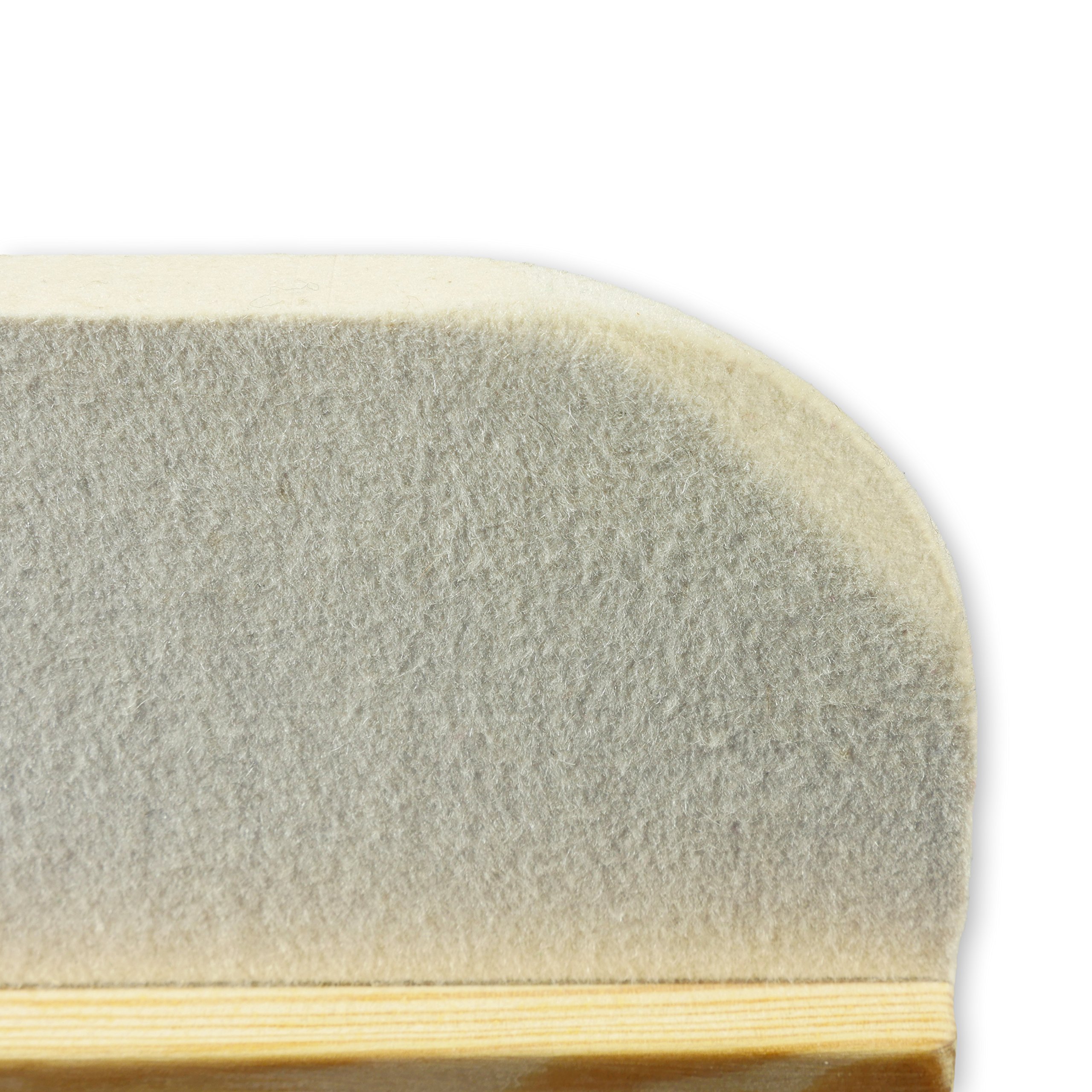 Raschietto di feltro di lana solido con maniglia in legno per uso professionale, bianco, (densità specifica 0,56-0,60 gr/cm³), 260 x 100 x 10 mm - Qualità "Made in Germany"