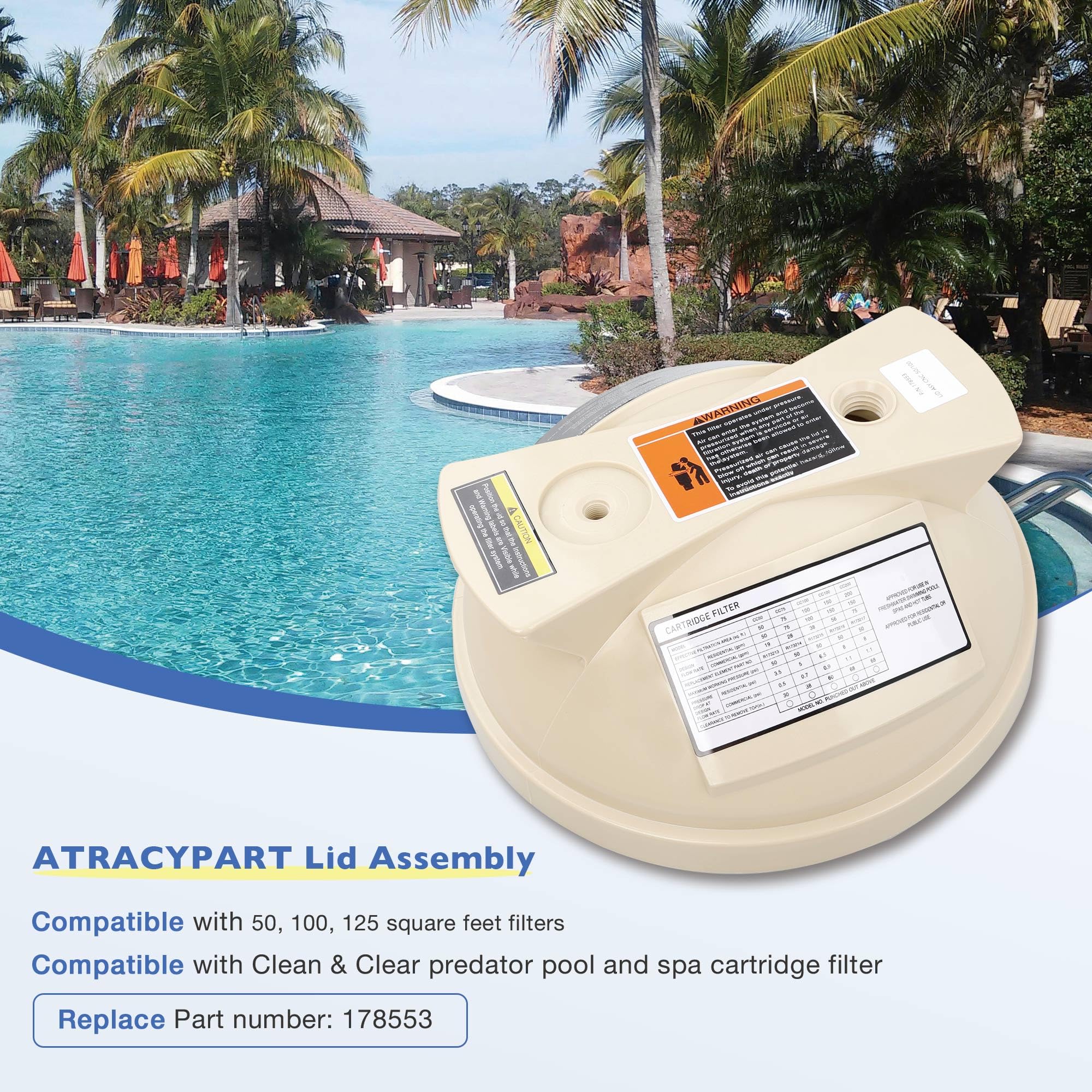 Amazon.com : ATRACYPART 178553 Pool Filter Lid Assembly