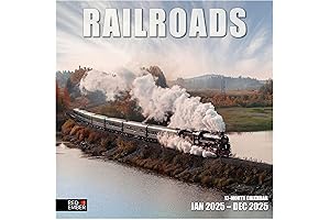 Train Calendar 2021: RAILROADS 2025 - Generous 12" x 24" Wall Calendar with Vintage Trains