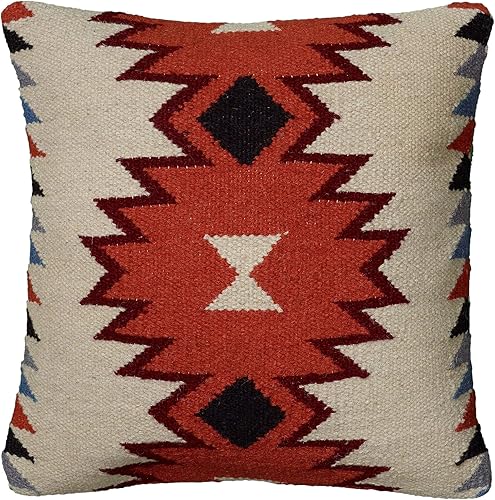 Rizzy Home T05821 Almohada decorativa, 18 x 18 pulgadas, neutronegronaranja