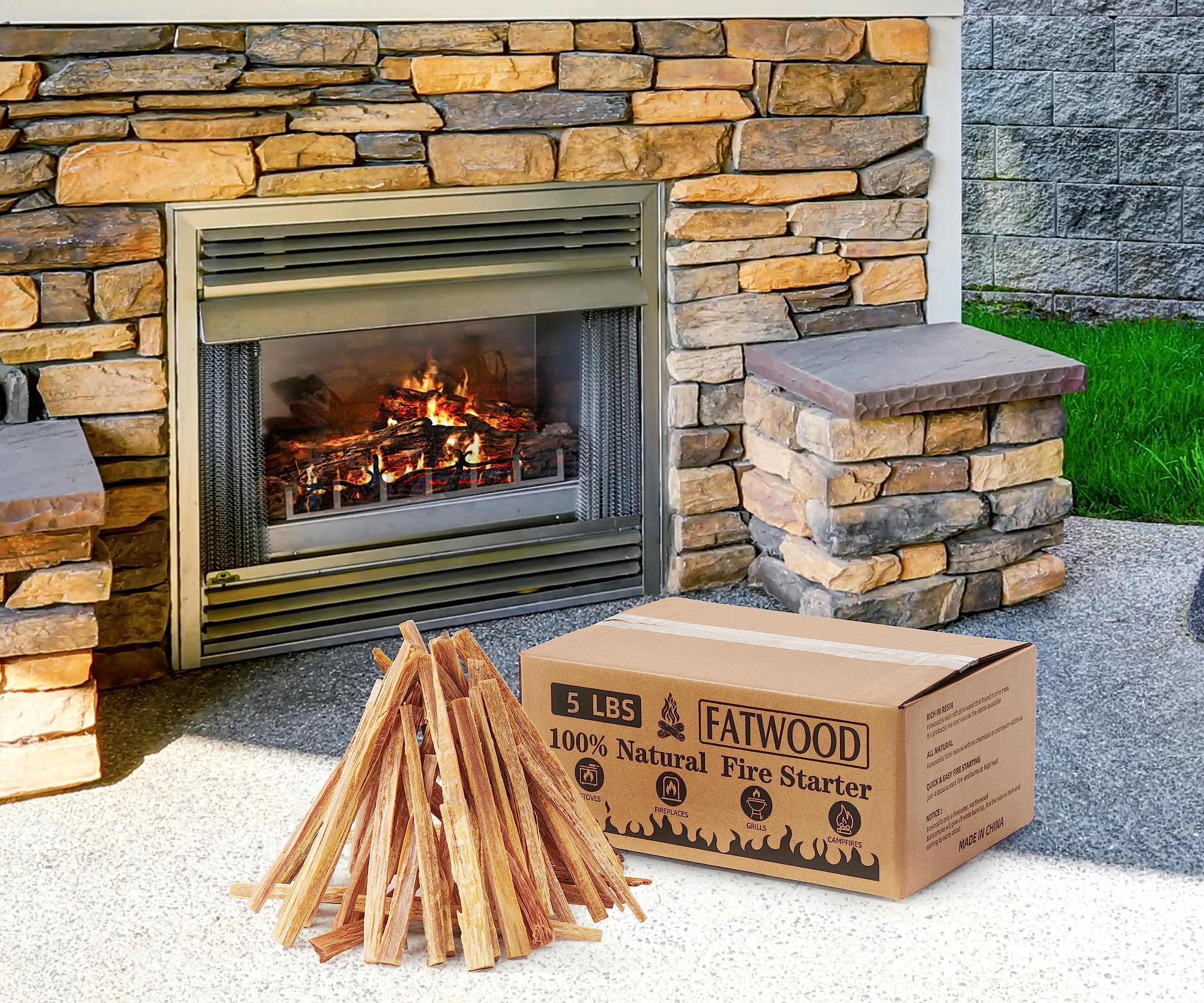 Amazon.com : 5 LBS Fatwood Fire Starter, 100% Natural Pine Firewood Sticks,  Easy u0026 Safe Wood Stick for Fireplaces, Fire Pit, Campfire Stove, Grill :  Sports u0026 Outdoors