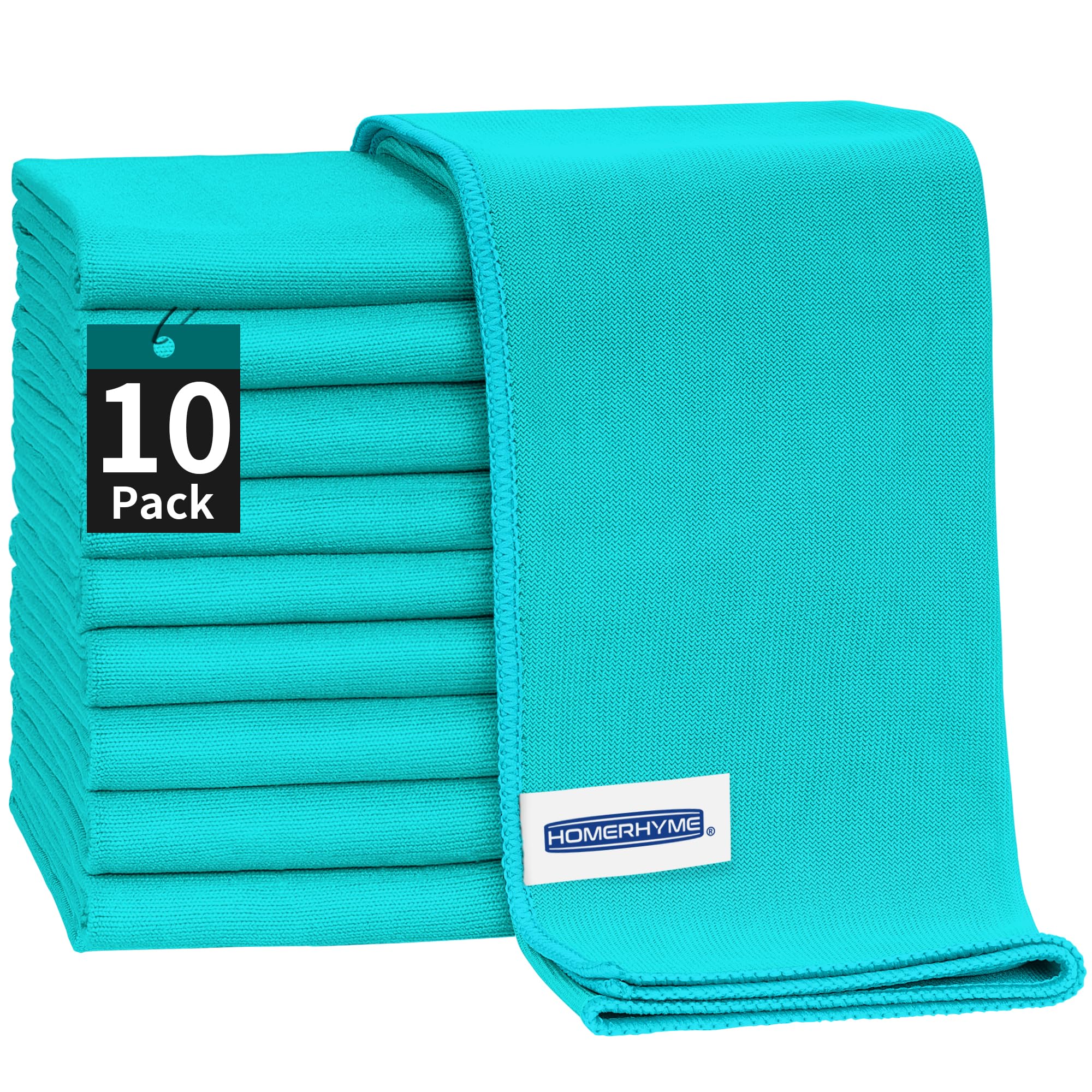 HOMERHYME Microfiber Cleaning Cloth - 10 Pack Glasses Cleaning Cloth 16 x 14 Window Cleaning Rags Streak Free