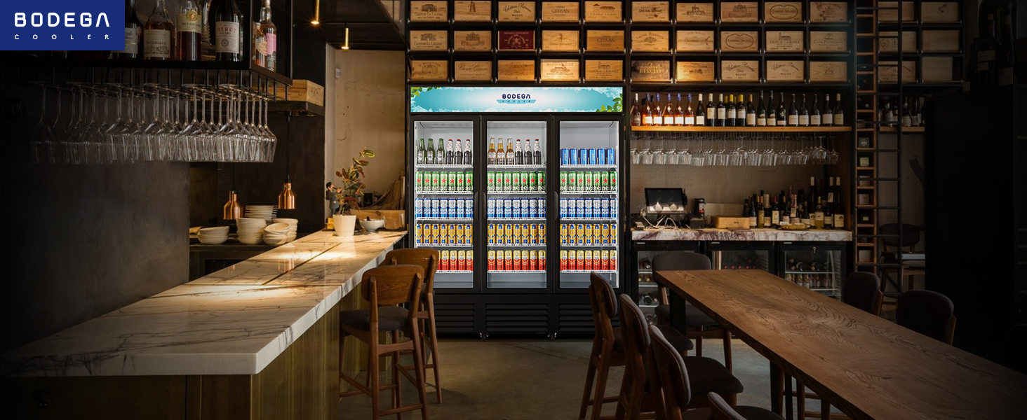 Image of BODEGACOOLER 53 Cu.Ft Merchandiser Cooler, 3 Door Commercial Display Fridge