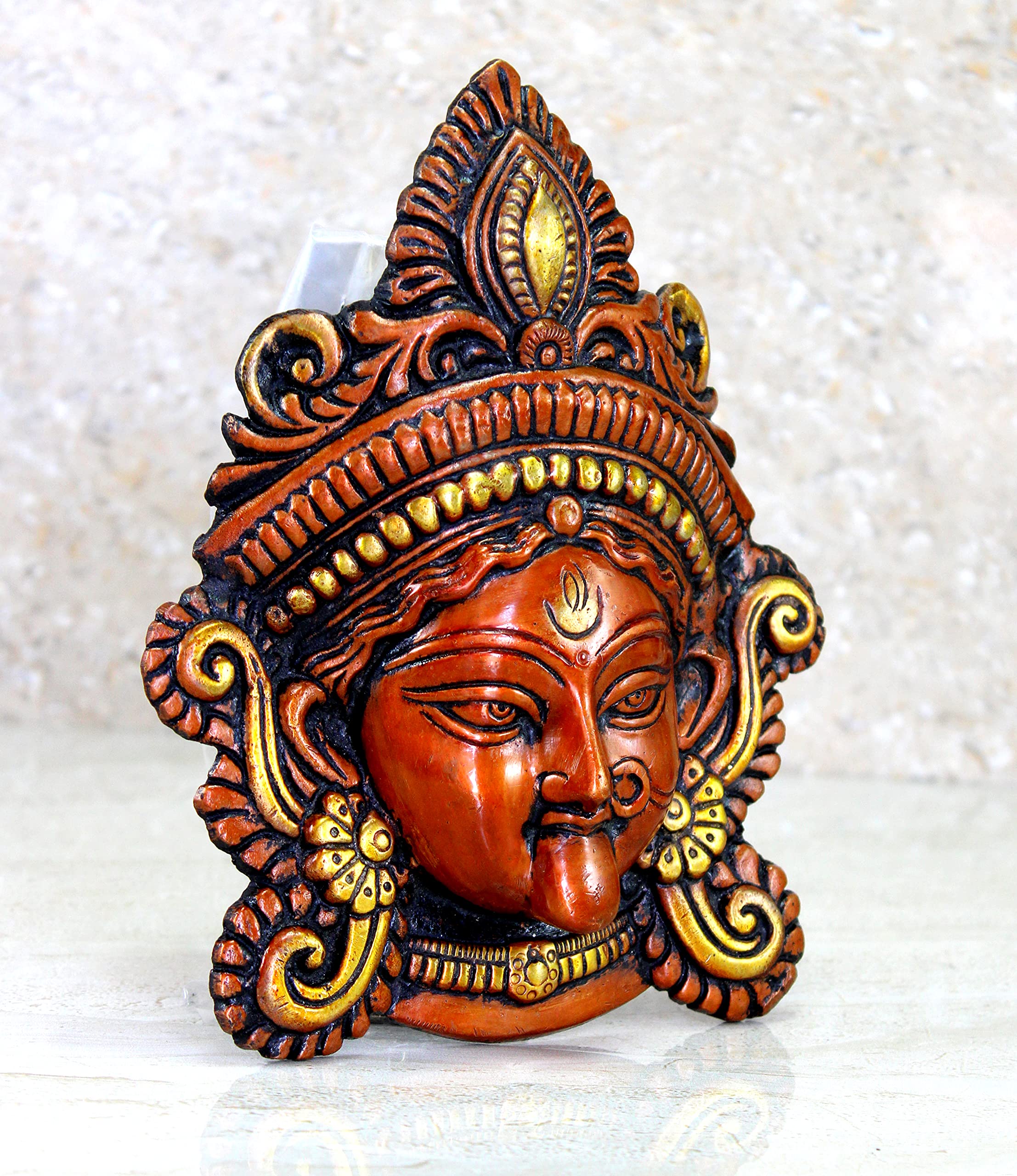 ESPLANADE Statua da appendere alla parete in ottone Kaali Ma, 18,4 cm, con volto di Kali Maa Kali Mata, da appendere alla parete