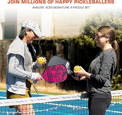 Miniatura 4 de Amazin' Aces Signature Pickleball Paddles, Pickleball Set, Pickleball Rackets with Graphite Face & Polymer Honeycomb Cor