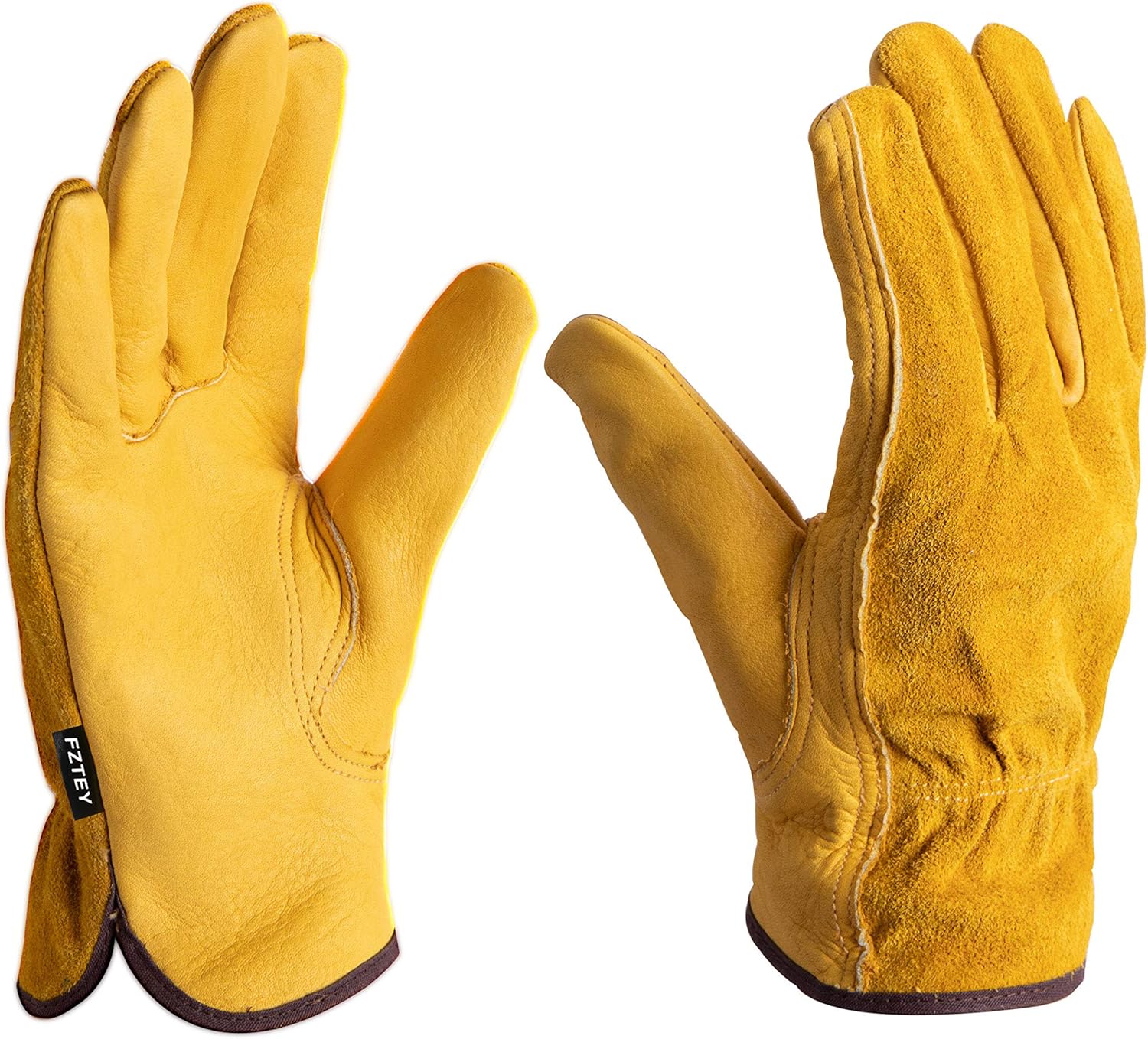 FZTEY Yard Gardening Safety Work Protective Leather Gloves Men  Women 9