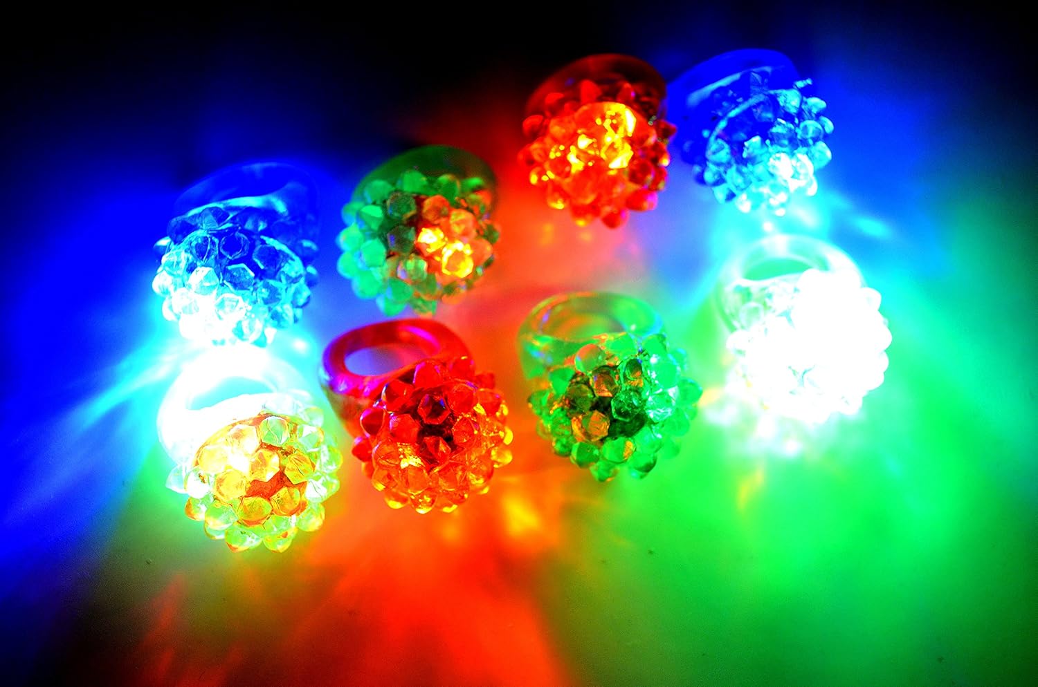 18-Pack Flashing LED Lights Up Toys,Glow In The Dark Bumpy Rings