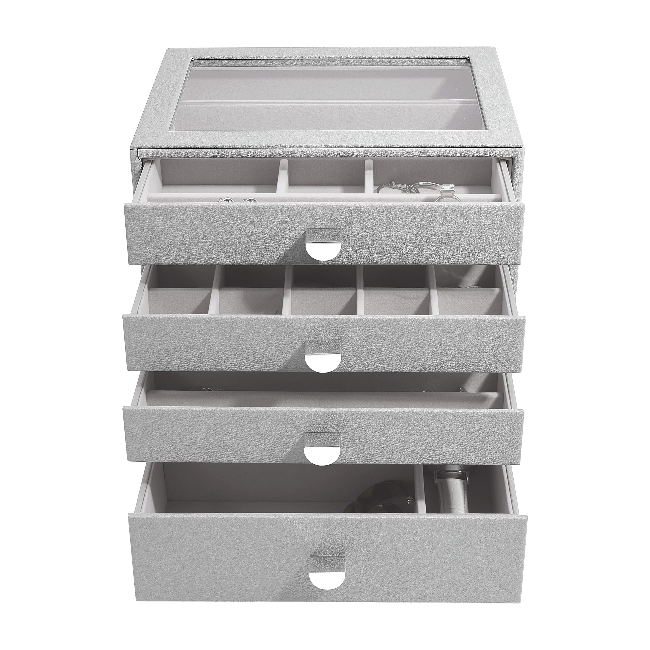Stackers Pebble Grey Classic Jewellery Box - Set Of 4 (With Drawers)