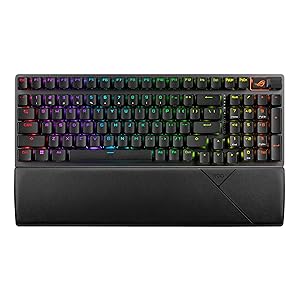 ASUS ROG Strix Scope II 96 Wireless Mechanical Gaming Keyboard 96% Full-Size, Tri-Mode Connectivity, Hot Swappable Pre-lubed ROG NX Snow Linear Switches, PBT Keycaps, RGB, PC/Mac Support-Black