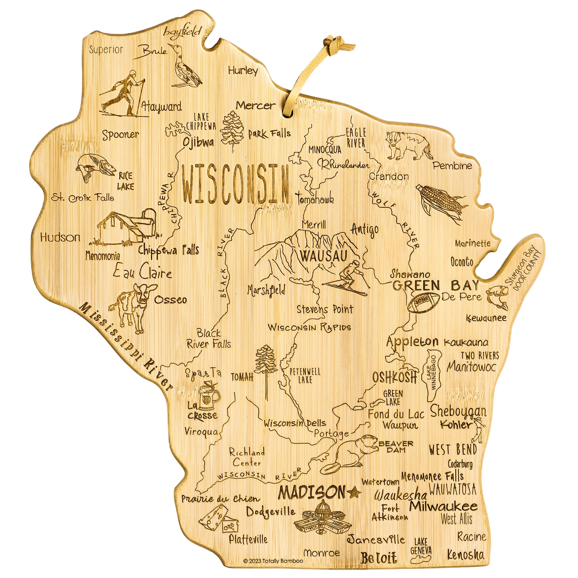 Amazon.com: Totally Bamboo Destination Wisconsin State Shaped