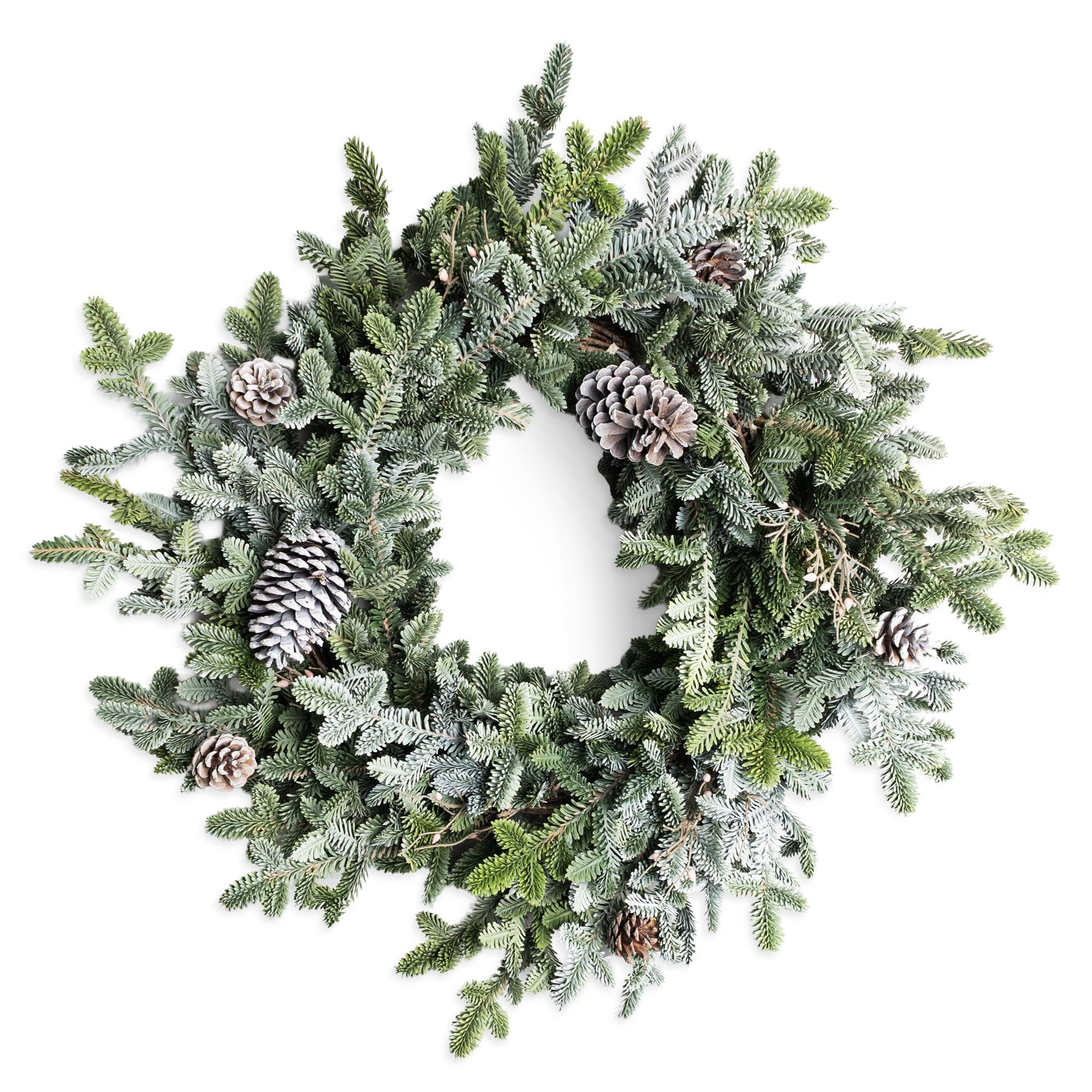 SHATCHI Cypress Pine Wreath 80cm PE Material Real-Touch Wreath with Pine Cones Fire-Resistant Bendable Wire Greenery Door Decor for Winter Seasonal Display Front Door Festive Accent