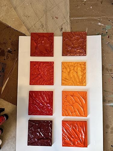 Vista 9 de Sunshine Smash 3D Plaster Relief Wall Sculpture Tiles Acrylic, MDF Wood, Mixed Media,Abstract, Modern Design, Mix and Match Red (Burgundy)