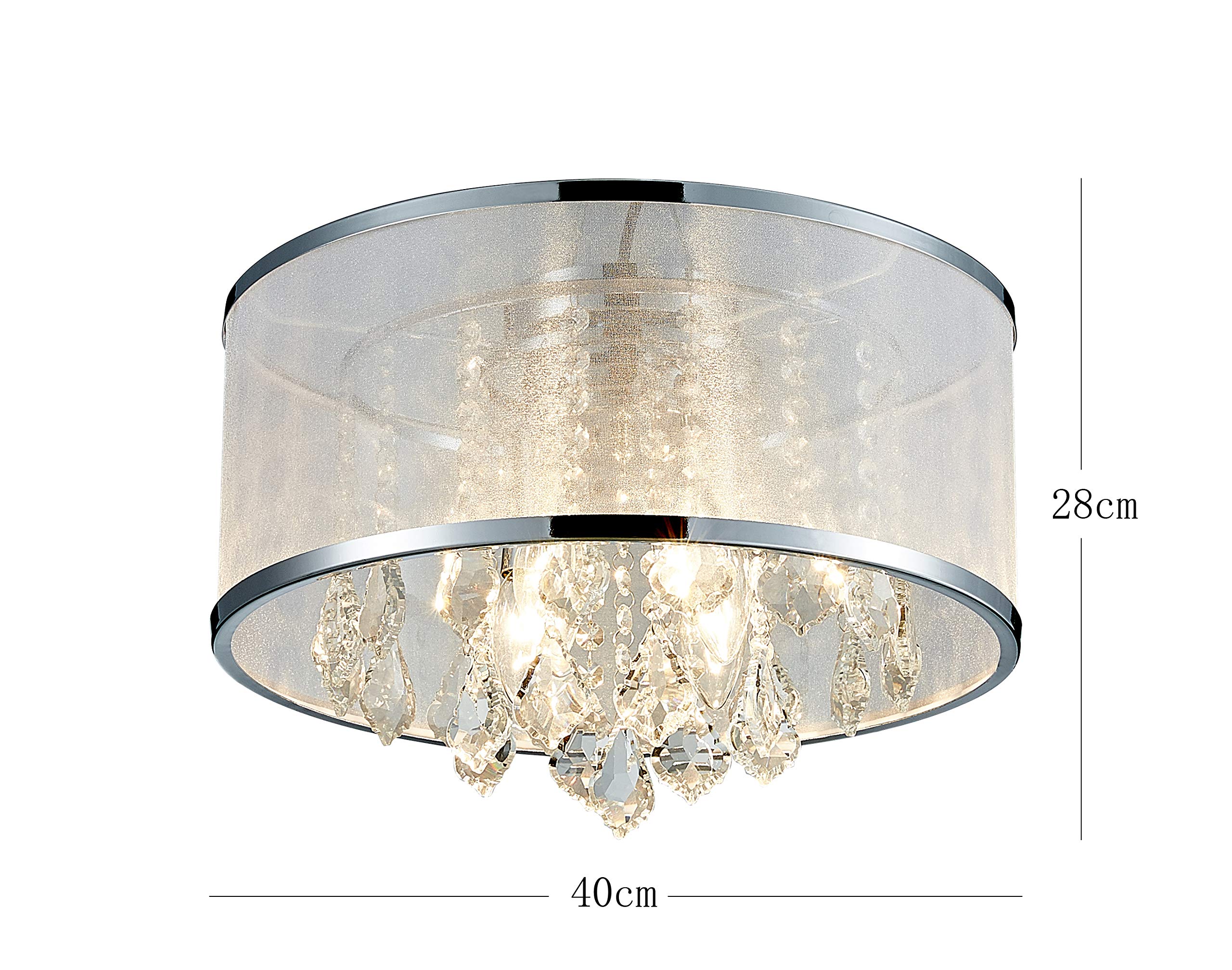 Nowoczesny kryształowy bęben żyrandol oświetlenie podtynkowy LED lampa sufitowa lampa wisząca jadalnia łazienka sypialnia salon LED 4 żarówki E14 wymagana średnica 40 cm wysokość 28 cm