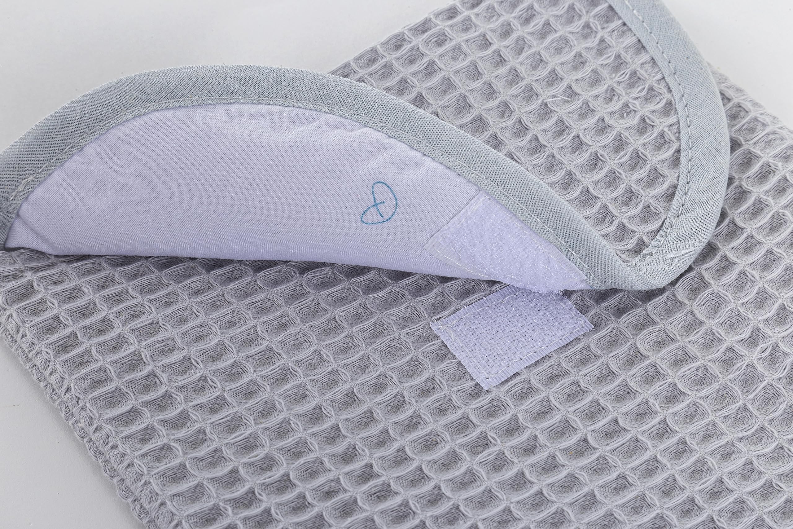 mi bollito Organiser bag for diapers and baby wipes 100% cotton waffle fabric, quick Velcro closure, practical and stylish., light grey - Image 2