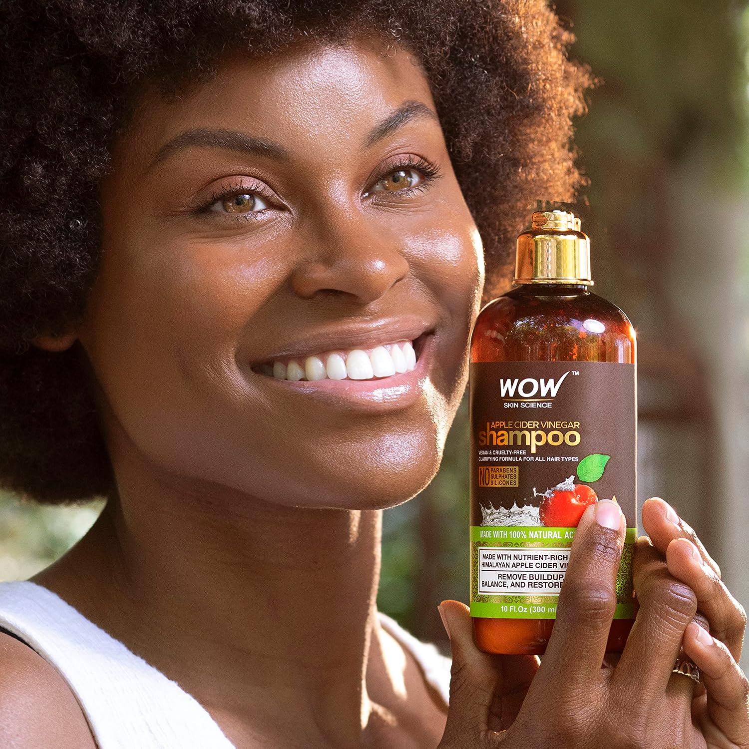 WOW Skin Science Apple Cider Vinegar Shampoo - Hair Growth Shampoo for Thinning Hair, Hair Loss & Dandruff - Parabens & Sulfate Free Shampoo - Clarifying Shampoo for Build Up Purifying
