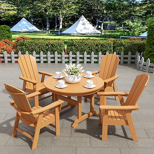 Miniatura 35 de WestinTrends Malibu - Juego de comedor Adirondack de 7 piezas para exteriores, juego de muebles de mesa y sillas de madera de polietileno para todo