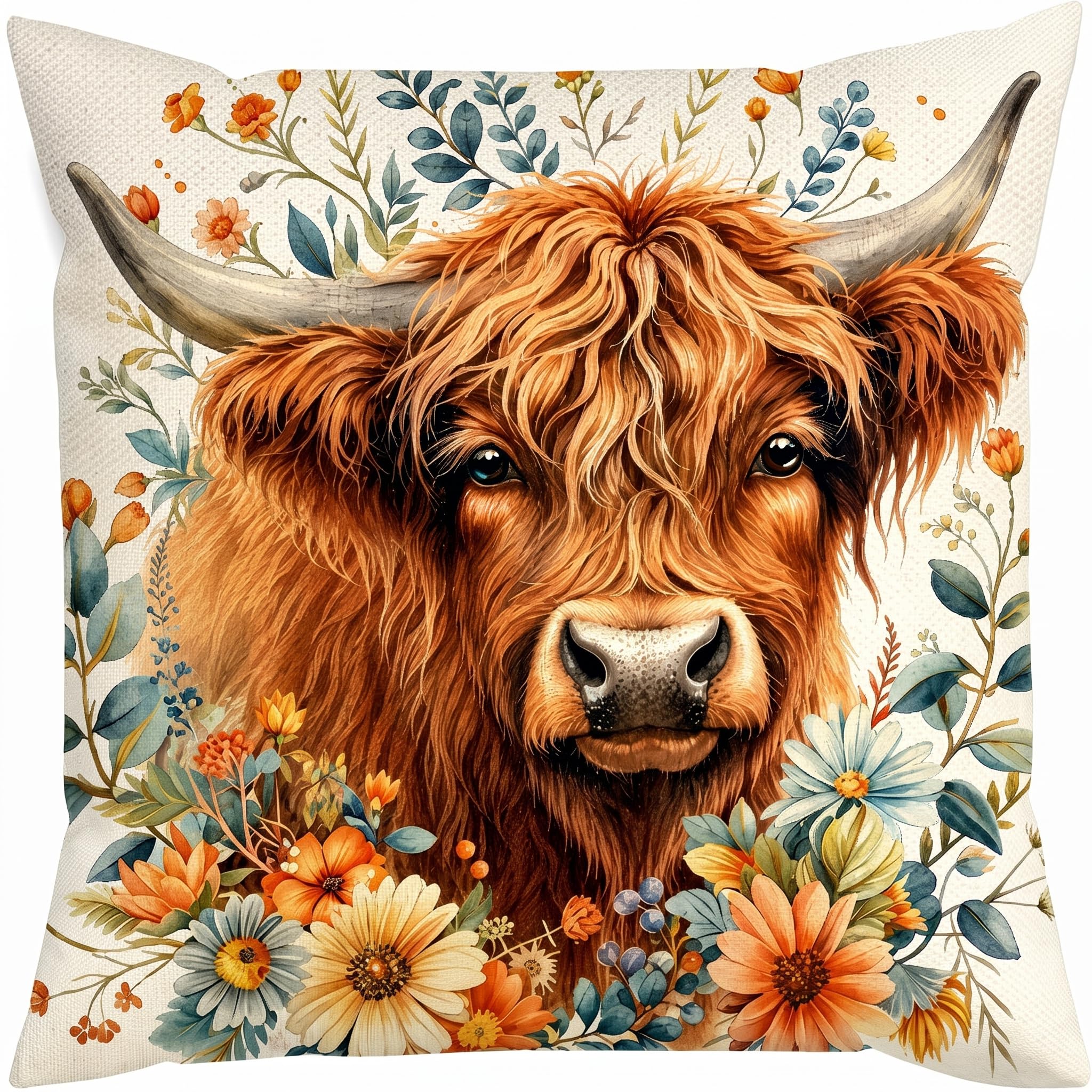 Suxyn Highland Cow Cushion Covers, Highland Cow Gifts for Women