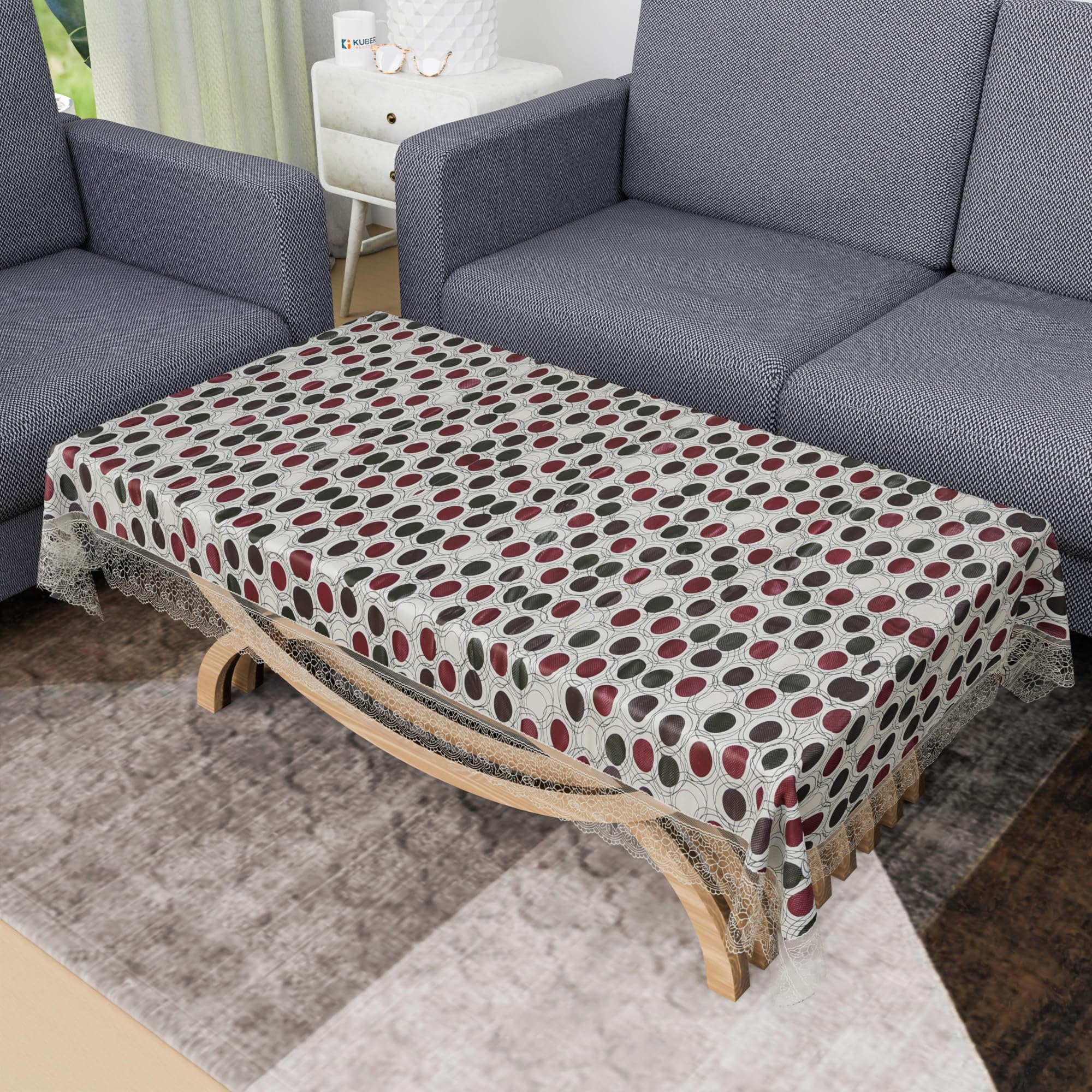 Kuber Industries Center Table Cover | 40x60 Inch | Tabletop Cover | PVC Table Cloth | Decorative Table Cover | Tea Table Cover | 4 Seater Kitchen Table Cloth | Dot Design | Multicolor