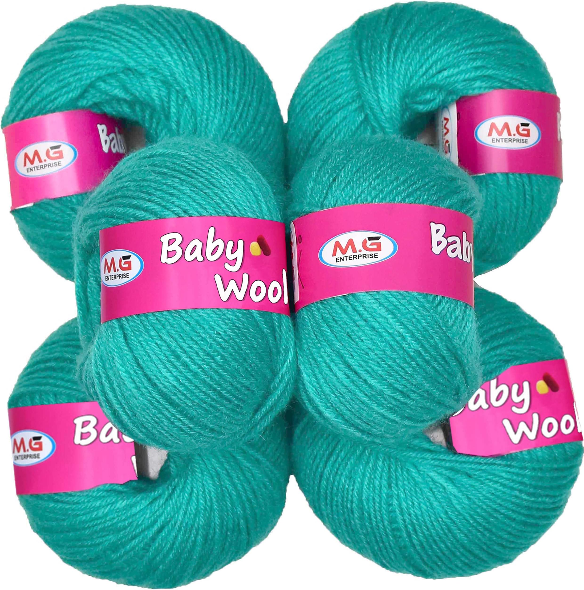 100% Acrylic Wool Light Teal (10 pc) Baby Soft 4 ply Wool Ball Hand Knitting Wool/Art Craft Soft Crochet Hook Yarn, Needle Knitting Yarn Thread Dye O Z A BB