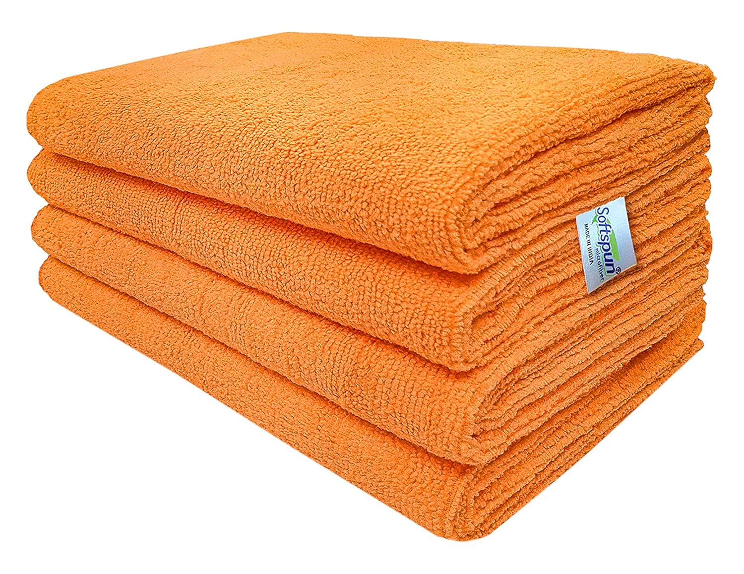 SOFTSPUN Microfiber Cleaning Cloths, 4pcs 40x60cms 340GSM Orange