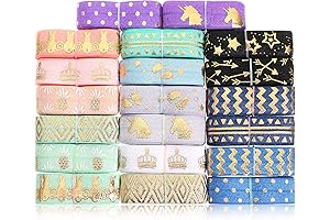 20 Yard Decorative Printed Glitter Fold Over Elastic Ribbon Headband