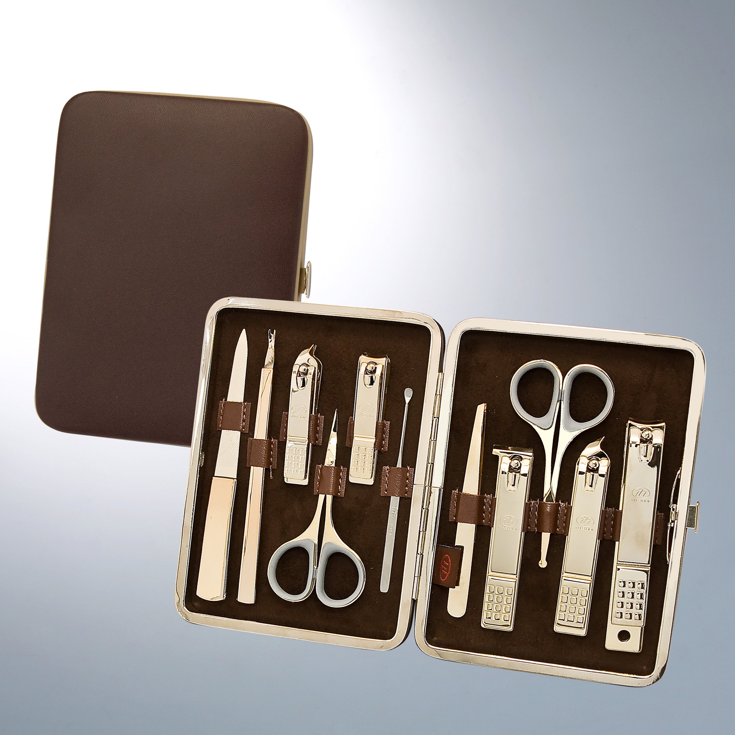 World No. 1, Three Seven 777 Travel Manicure Pedicure Grooming Kit Set - Nail Clipper (Total 10 Pcs, Model: TS-393WG), Lifetime Warranty - Made in Korea, Since 1975 by Three Seven (777)
