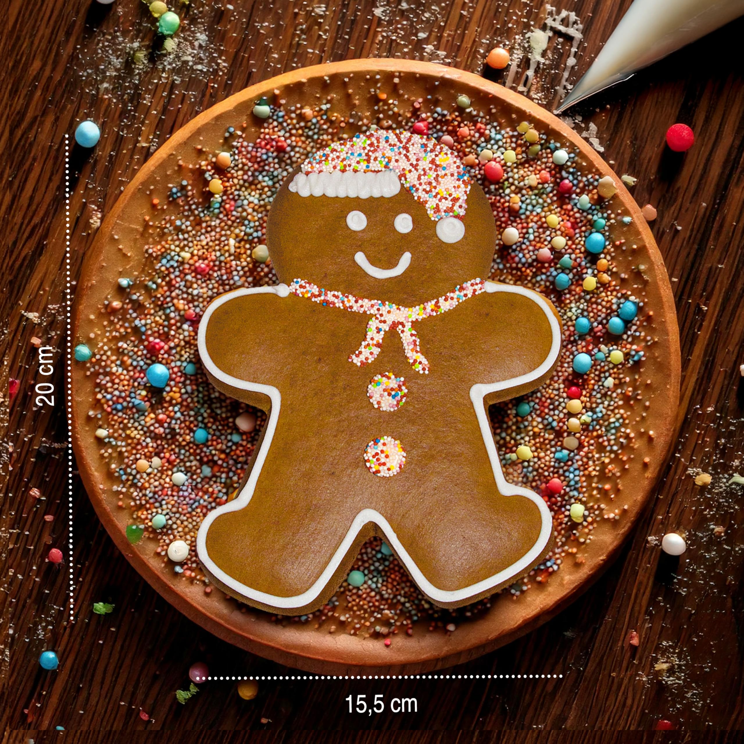 Pertzborn Lebkuchenmann zum Selberdekorieren – 2x 120g essbarer Weihnachtsdeko Spaß mit Nonpareilles – Lebkuchen perfekt als Weihnachten Deko oder Weihnachtsbaumschmuck – Aus Roggen- & Weizenmehl