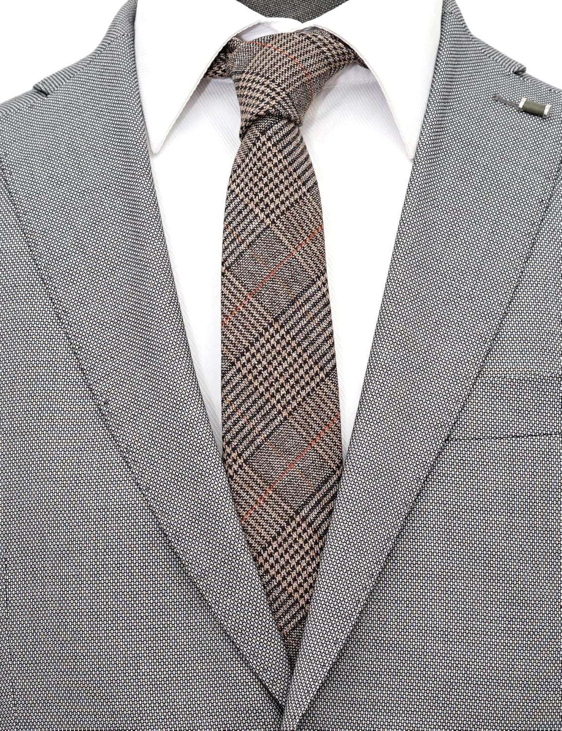 Cotton Skinny Tie for Men, Slim Neckties Plaid and Striped - Image 4