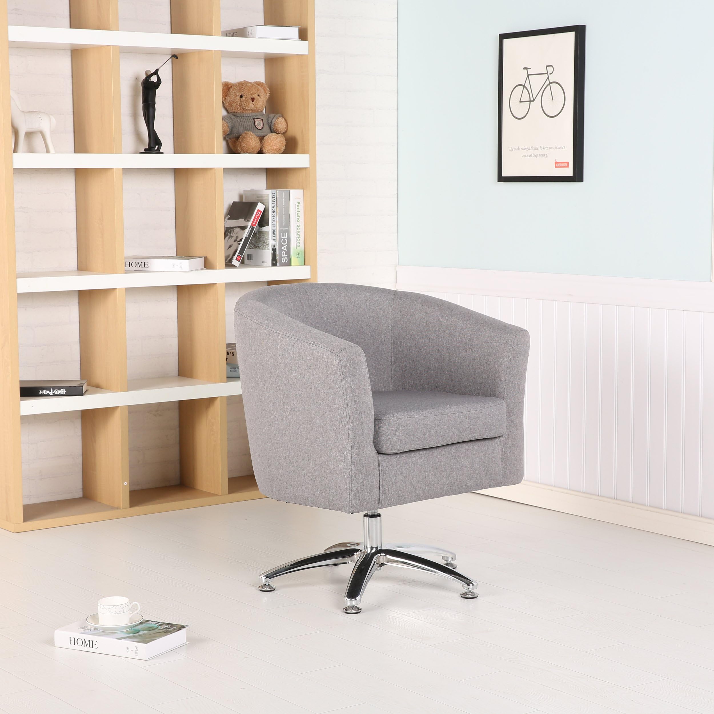 Premium Fabric Swivel Tub Chair Armchair Dining Living Room Office Dark Grey