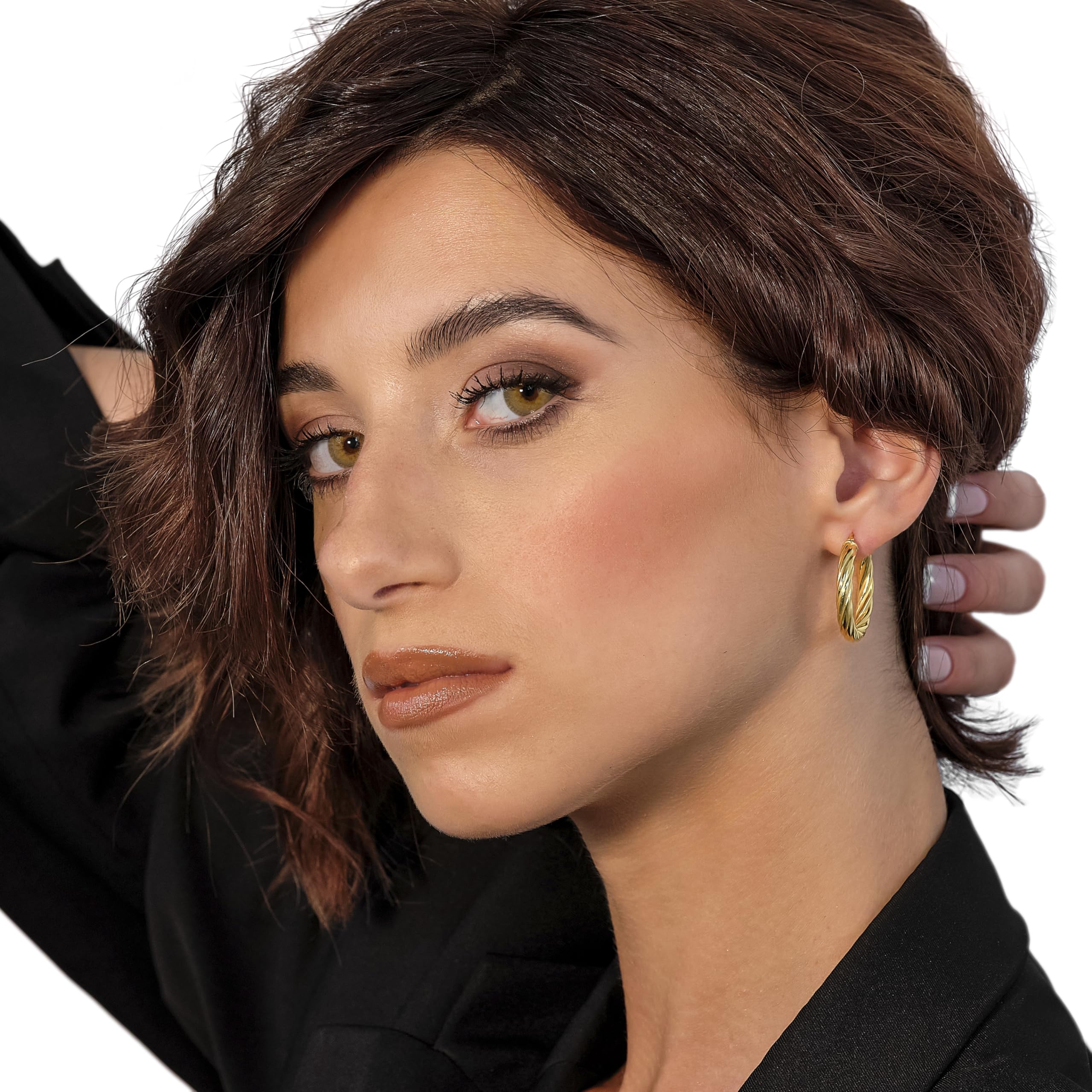 Miore Pendientes Mujer Plata de Ley 925 Bañados Oro 18K 750 de 20mm o Aros Redondos de Oro Amarillo 9 Quilates 18mm, Hechos a Mano en Italia, Joyas Dorados con Joyero