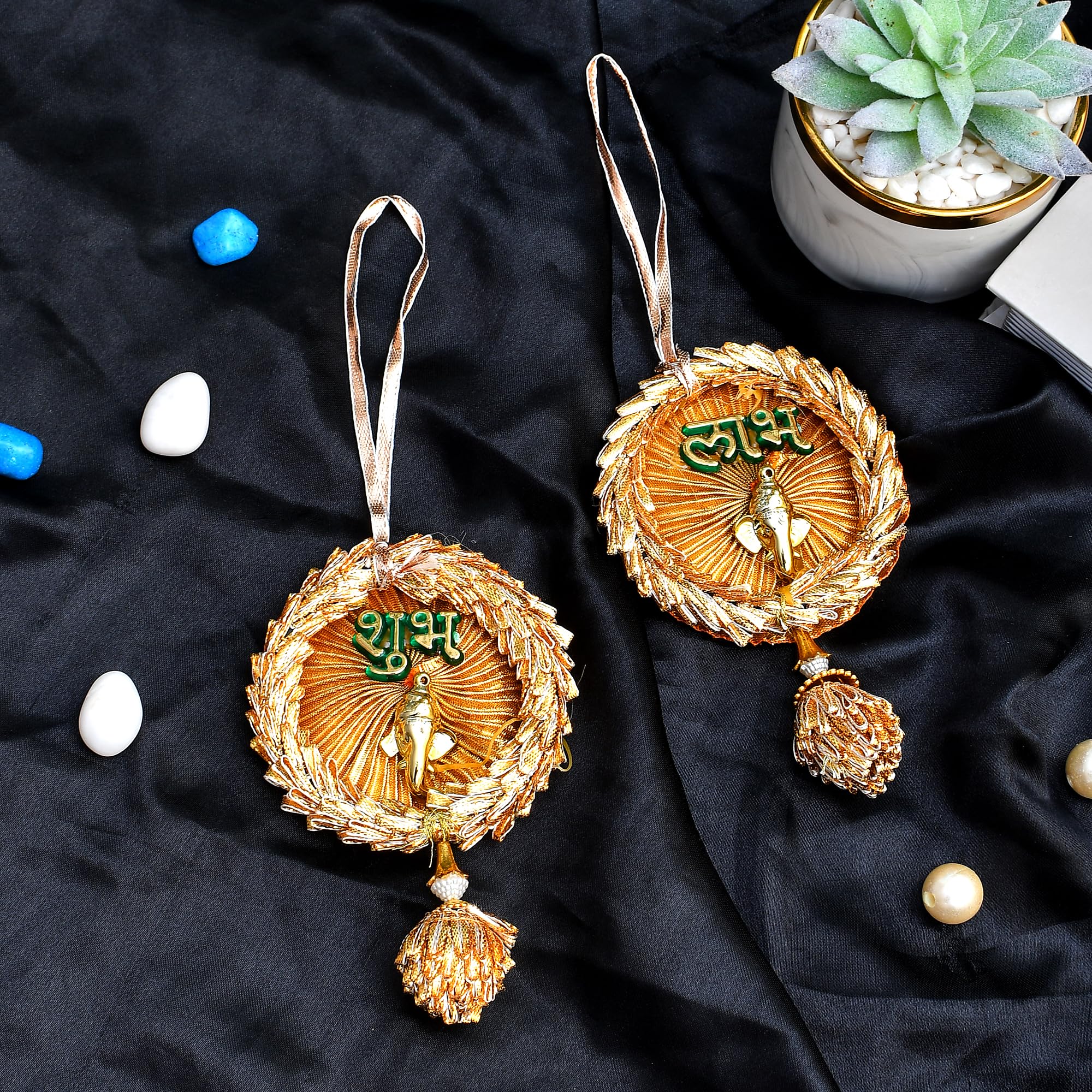 Pride Store Shubh Labh Wall Hanging for Wall Decoration Hangings for Entrance Door Decoration Shubh Labh Hanging (Yellow Ganesh ji Shubh Labh B)