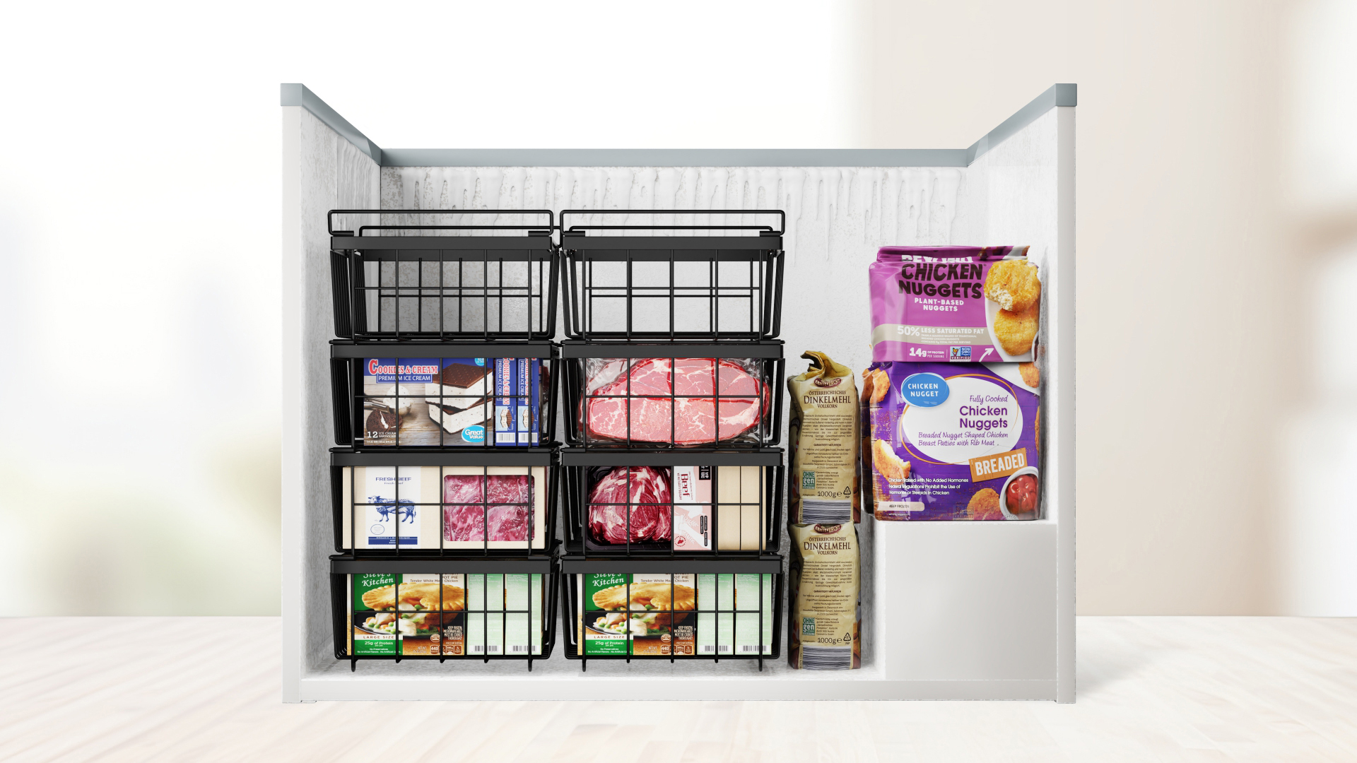 iSPECLE Freezer Baskets - Fit 10 to 20 Cu.Ft Chest Freezer, 4 Pack