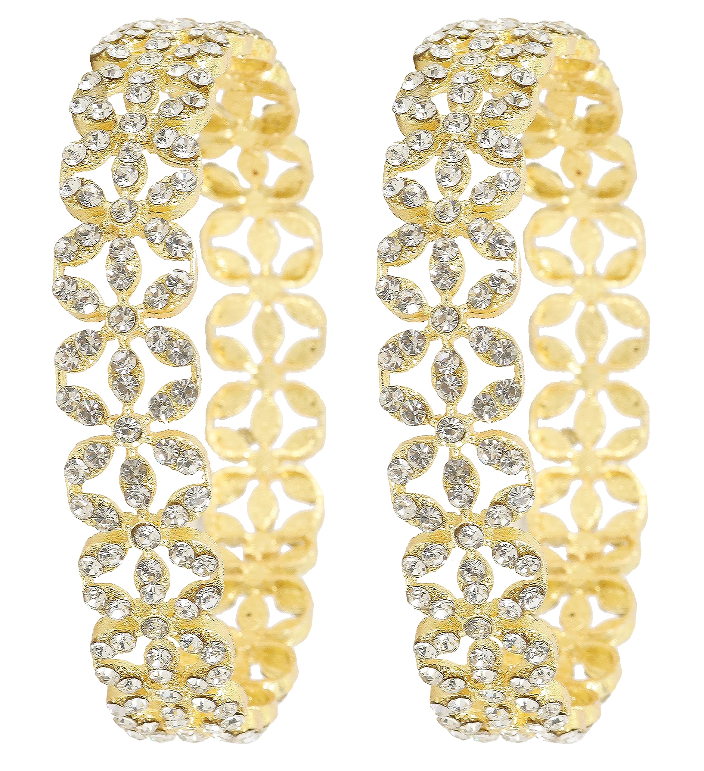 NMII Alloy Metal Gold Plated Bangles Set For Girls and Women Studded American Diamond Stone | Diamond Bangles | Metal bangles | Women Bangles | (Pack of 2), (MAH47_A8686-Gold-2.6) (B0CD4BZVT4) Amazon Price History, Amazon Price Tracker