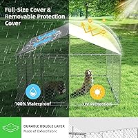 Vista 3 de Perrera para perros de 7.8 x 7.8 pies para exteriores, resistente, con cubierta impermeable, techo y valla de acero con cerradura de seguridad