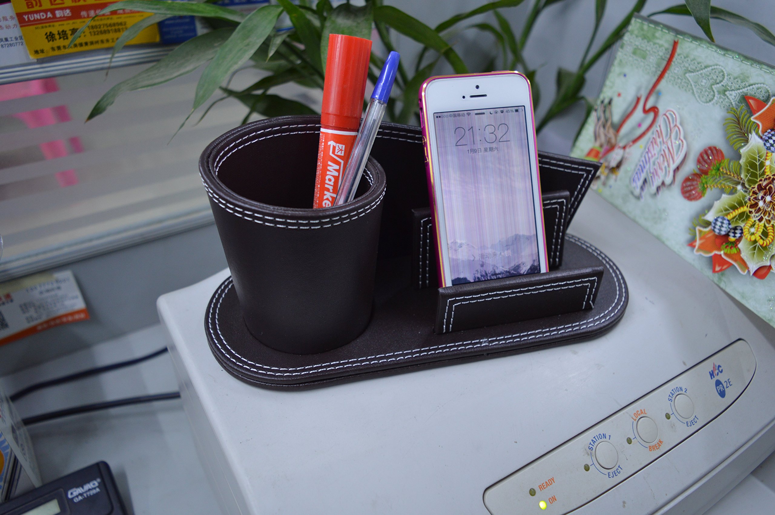 Amazon.co.jp: かっこいい ペン立て 小物収納ボックス PUレザー