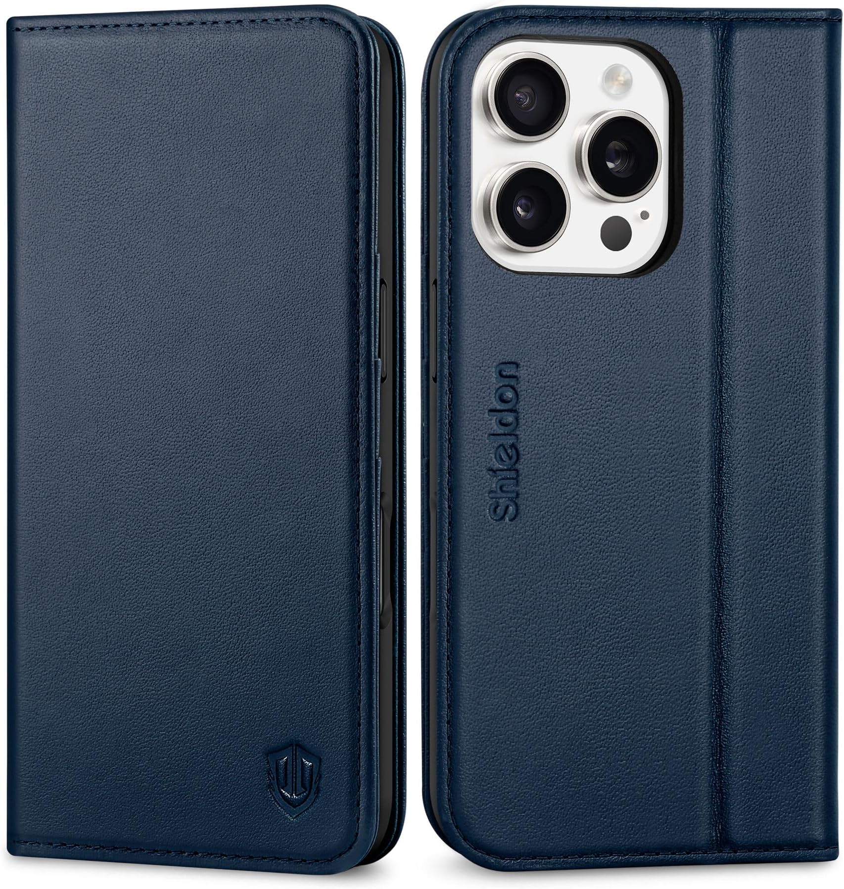 Sponsored Ad – Wallet Case for iPhone 16 Pro, Genuine Leather Shockproof Folio Case with [Card Holder][RFID Blocking][Viewing Stand][TPU Shell] Magnetic Flip Cover Compatible with iPhone 16 Pro - Navy Blue