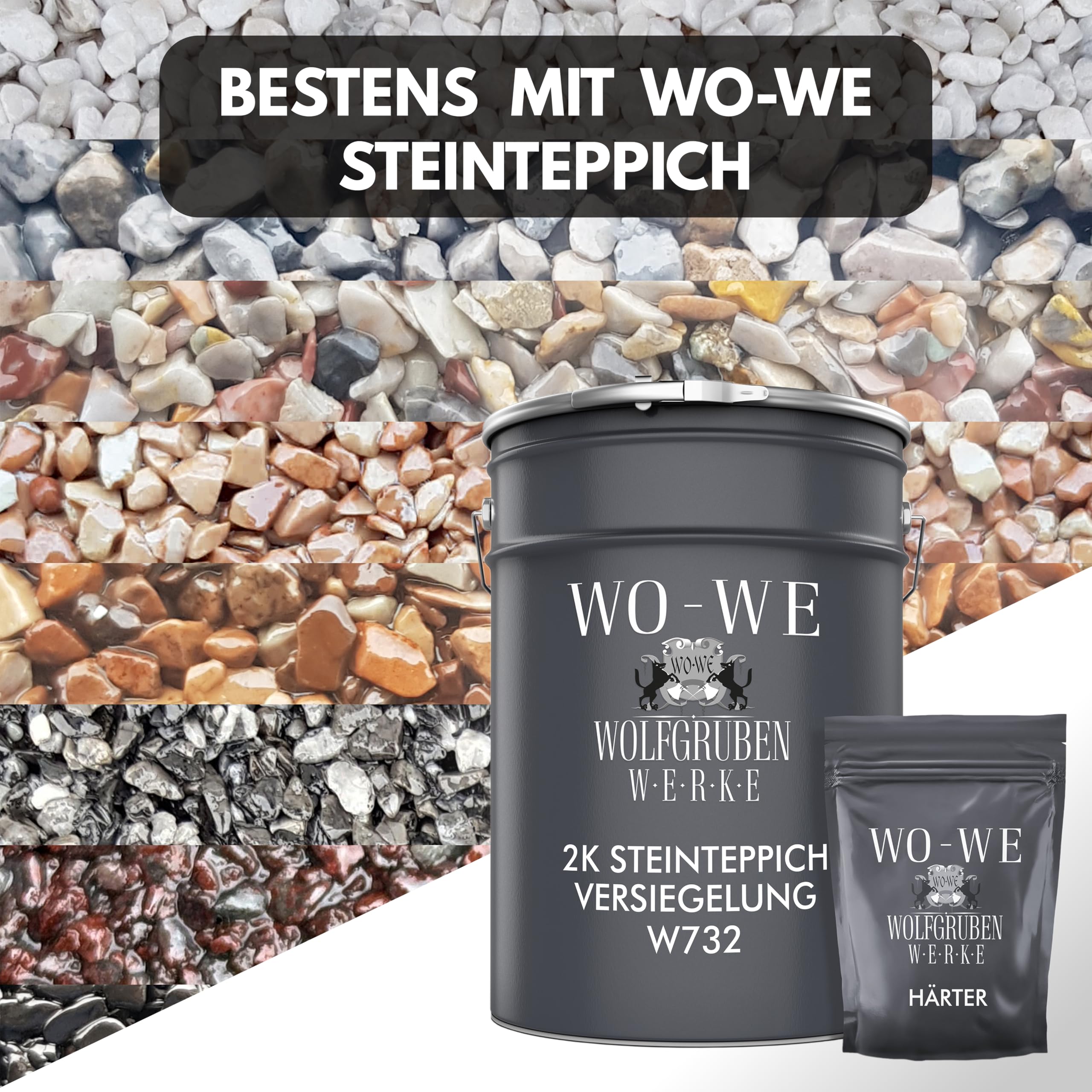 WO-WE Steinteppich Versiegelung Außen UV-Schutz Bodenversiegelung Transparent W732-1,5Kg