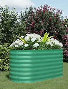4x2x2ft Galvanized Raised Garden Bed - 24“ Tall Metal Planter Box for Vegetables, Flowers, Herbs, Rust-Resistant Outdoor Garden Box, Easy Assembly Raised Beds for Gardening, Green