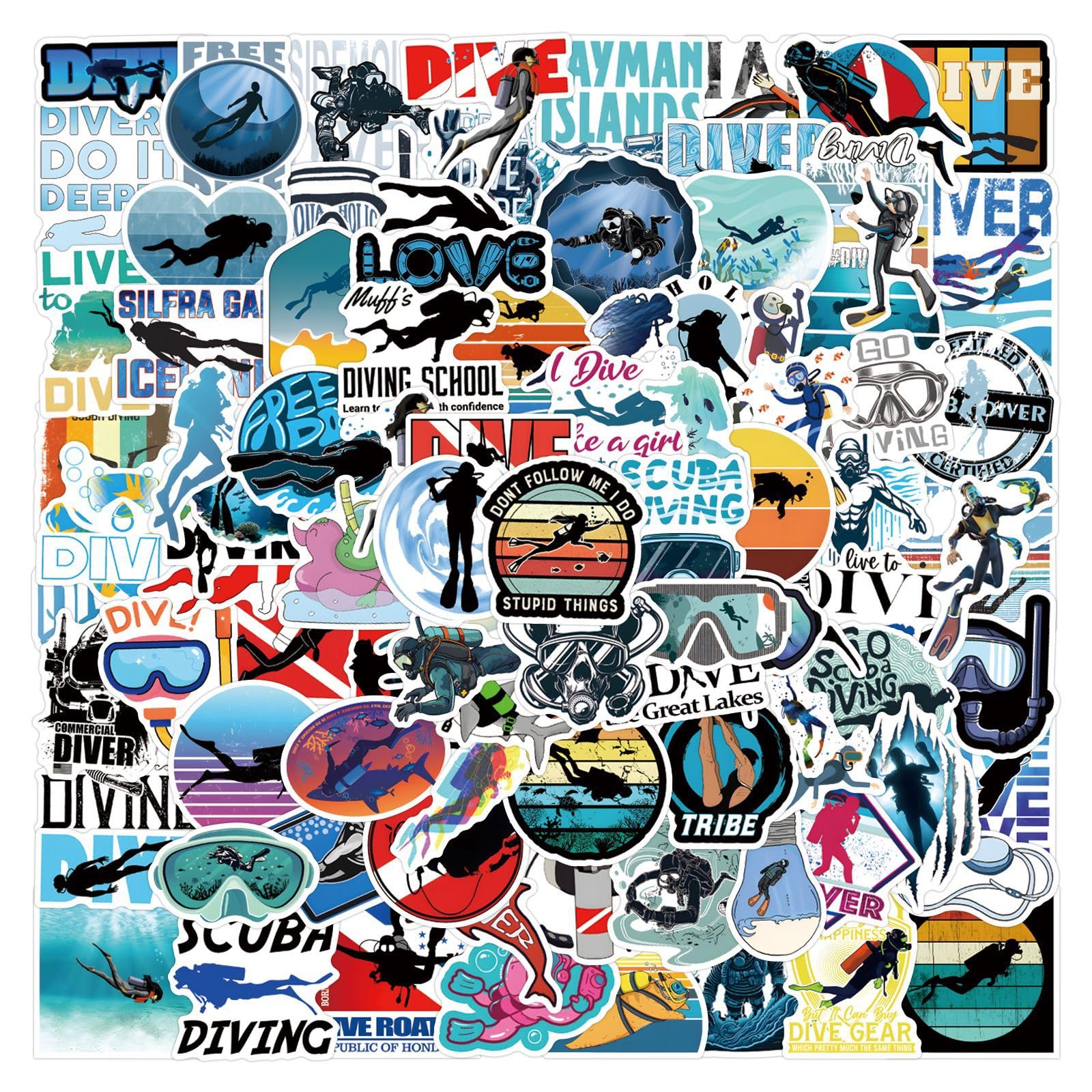 Kaensc Boys Ocean Diving Cool 100Pcs Sticker For Kids Teenagers Adults Girls,Undersea Exploration Waterproof Stickers For Scrapbooking Phone Laptop Guitar Trolley Case Bicycle Luggage Skateboard