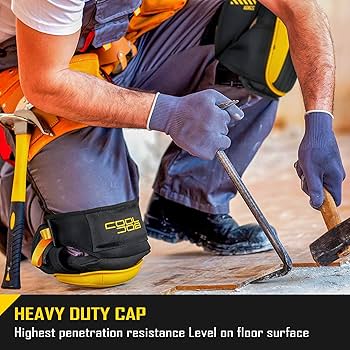 COOLJOB Professional Knee Pads with Heavy Duty Anti-Slip Cap