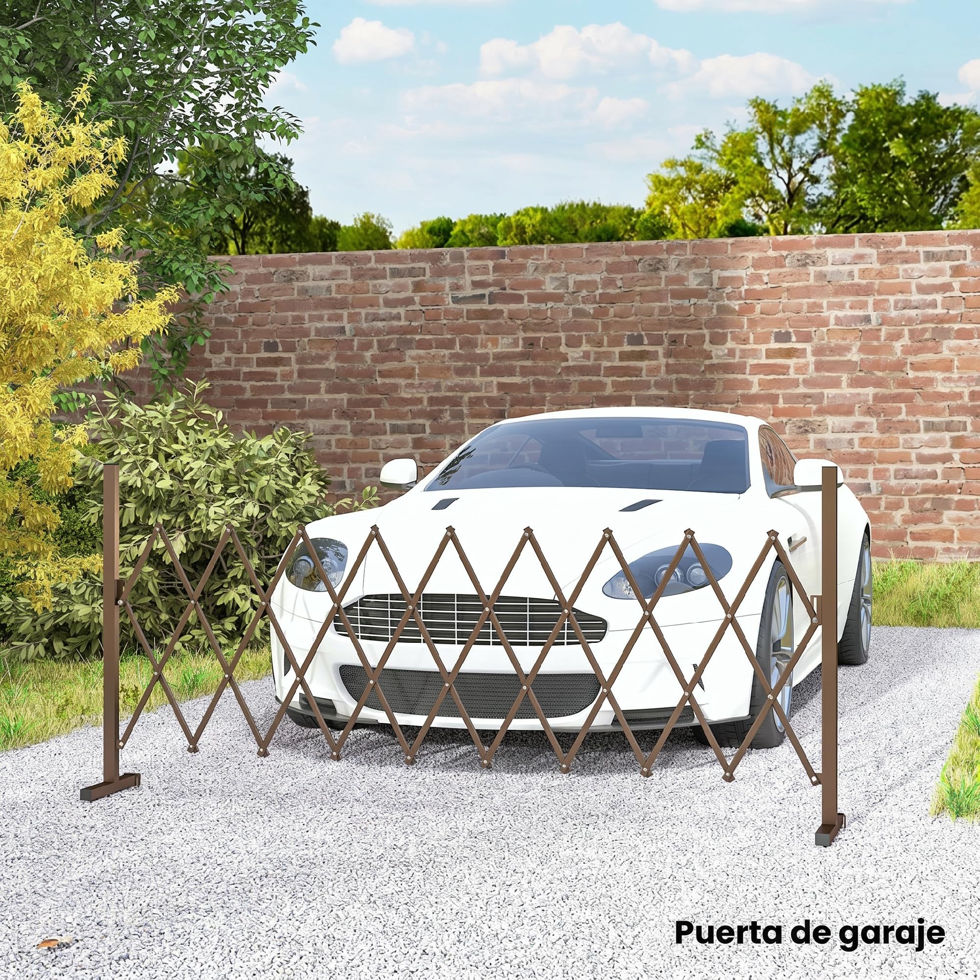 Outsunny Valla de Jardín Exterior de Aleación de Aluminio Puerta de Jardín Exterior Extensible Valla Metálica para Decoración Terraza Patio 250x31x103,5 cm Café Oscuro