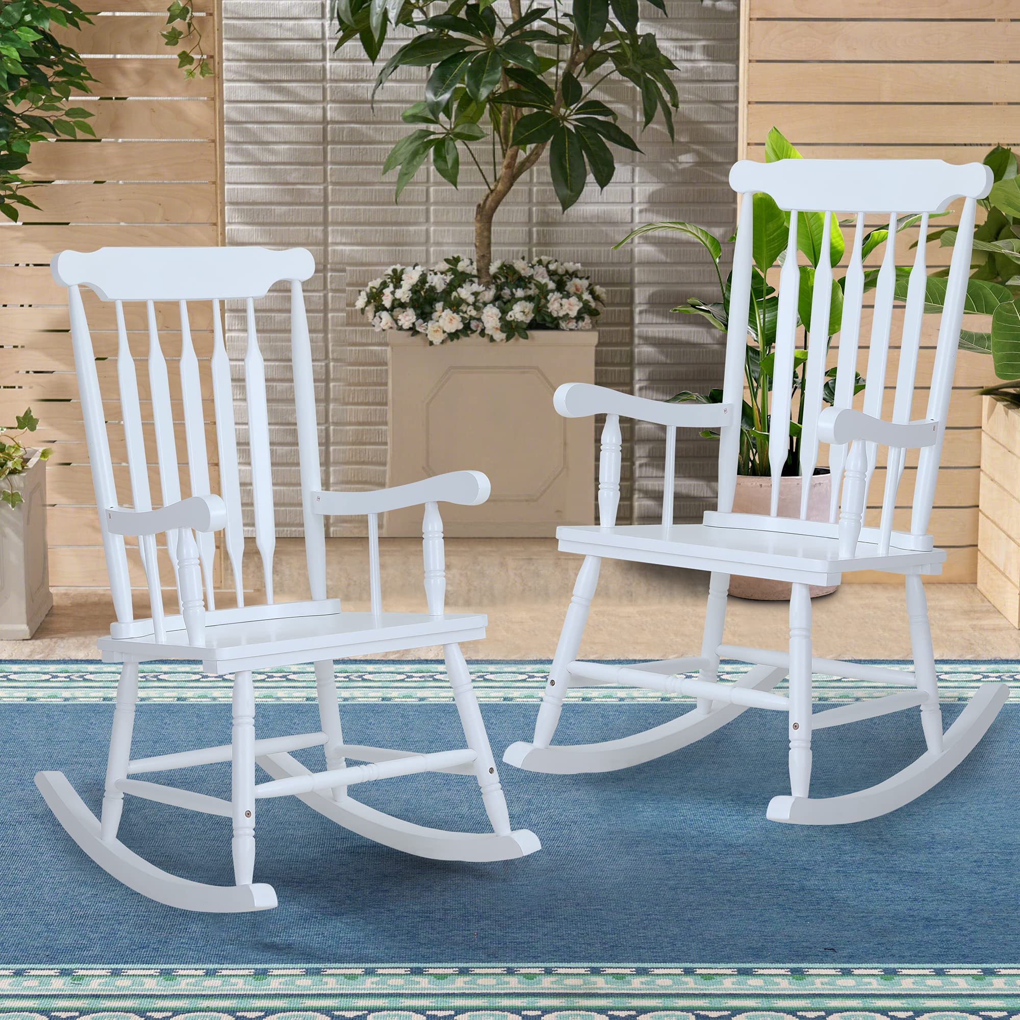 Amazon.com: PHI VILLA Outdoor Wood Rocking Chair, Oversized Acacia