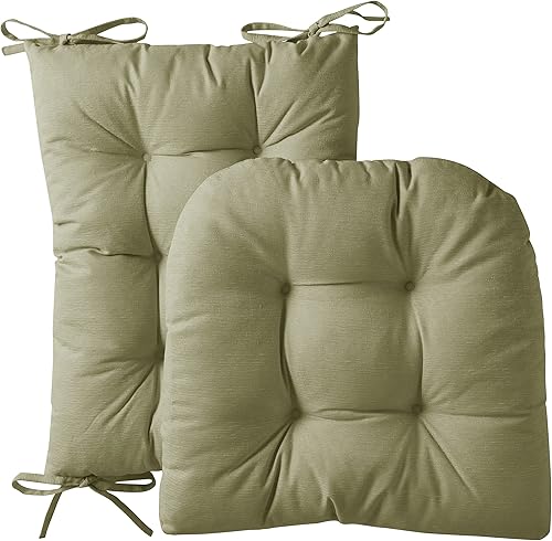 Miniatura 8 de Sweet Home Collection Cojín para silla mecedora de alta calidad, antideslizante, parte superior e inferior con lazos, juego de 2 piezas, color gris