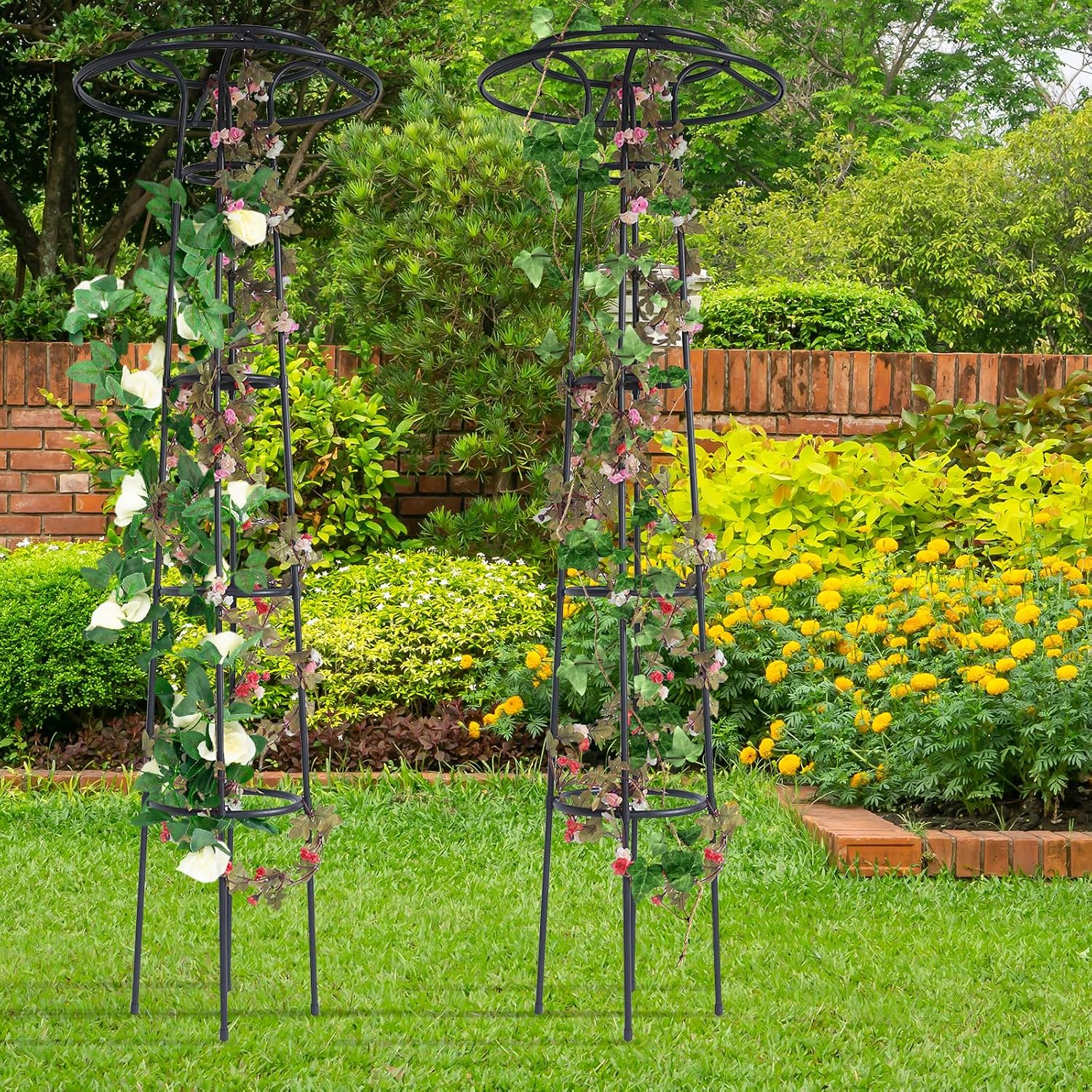 AutoRocking Garden Trellis for Climbing Plants - 6FT Climbing Plant Support Garden Mushroom Top Trellis for Climbing Vines Vegetables & Plants, 1 Pack