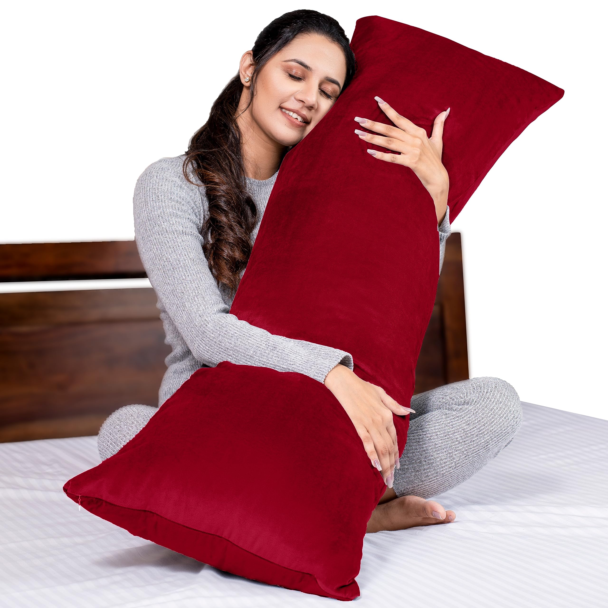 MY ARMOR Microfibre Full Body Long Sleeping Pillow for Pregnancy, 53"x16" Inches, Side Sleeping, Hugging, Cuddling, Relaxing, Washable, Premium Velvet Outer Cover with Zip (Maroon) (B0BNBSZGH2) Amazon Price History, Amazon Price Tracker