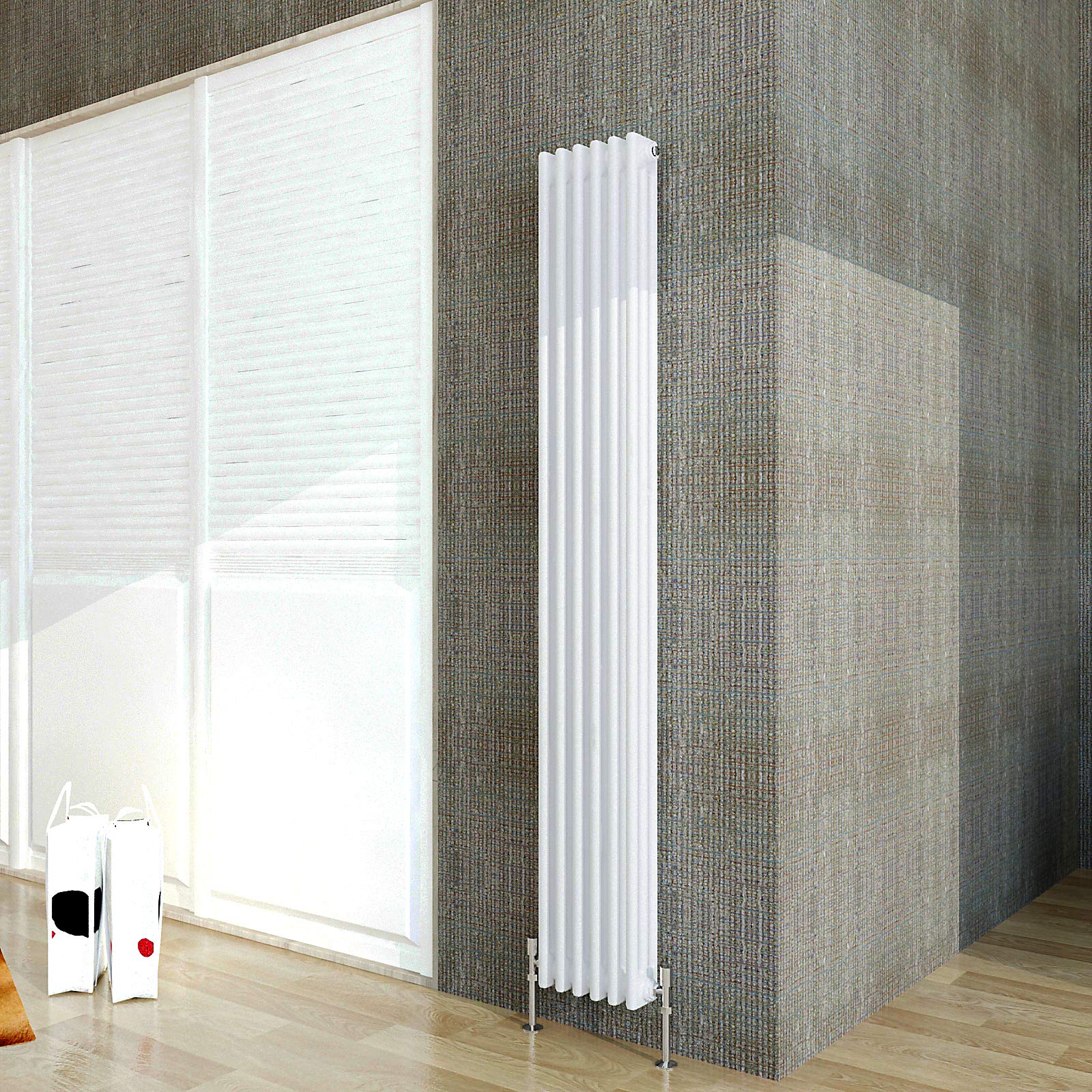 Acezanble∣3 Column Radiator, Vertical 1800mm White Tall Traditional Cast Iron Style Radiators Windows Hallyway — image 1