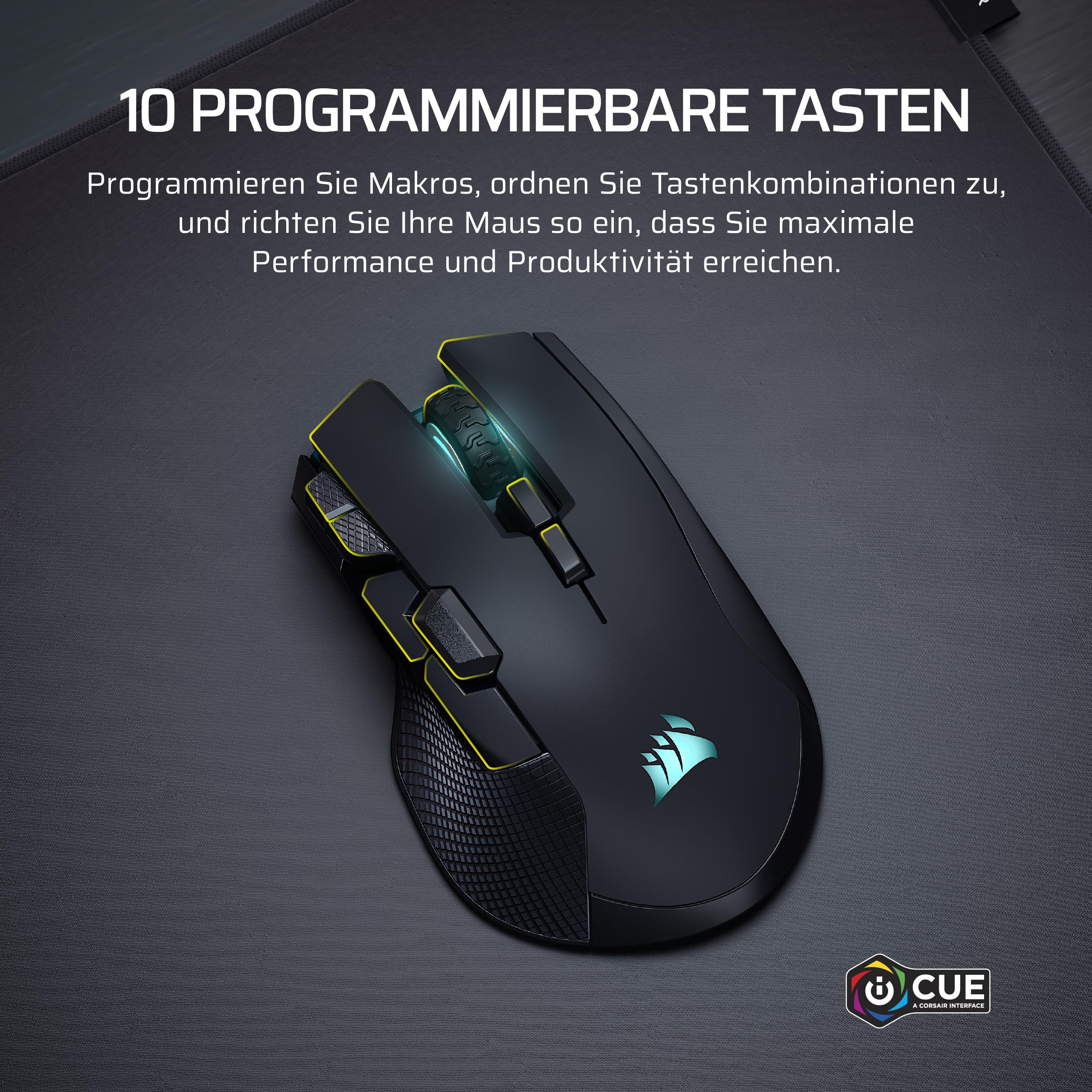 Corsair IRONCLAW Wireless SE Gaming-Maus Schwarz 26,000 DPI Ergonomisches Design 10 Programmierbare Tasten