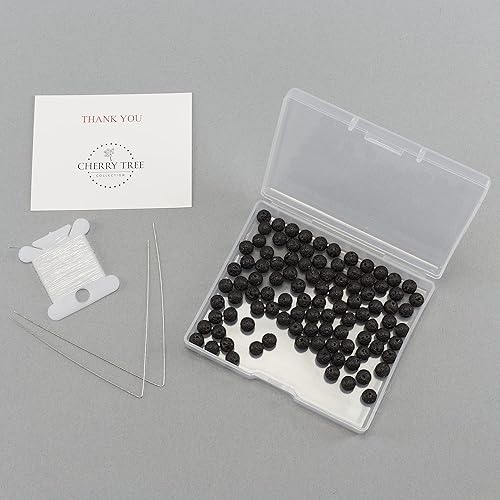 Miniatura 5 de Cherry Tree Collection 100 cuentas redondas de jaspe de imagen de 0.315 pulgadas para la fabricación de joyas, incluye caja de almacenamiento,