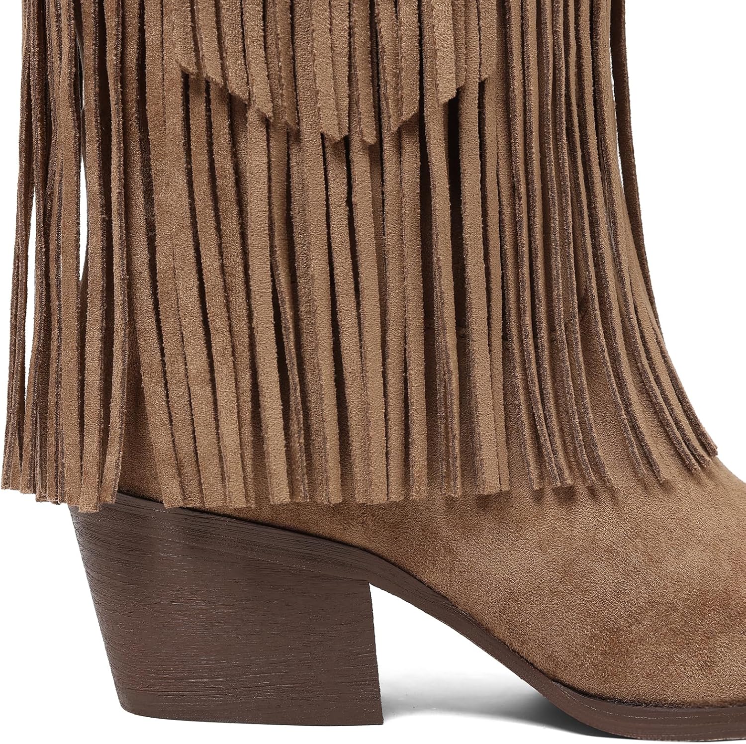 Uacllcau Cowgirl Knee High Fringe Boots for Women